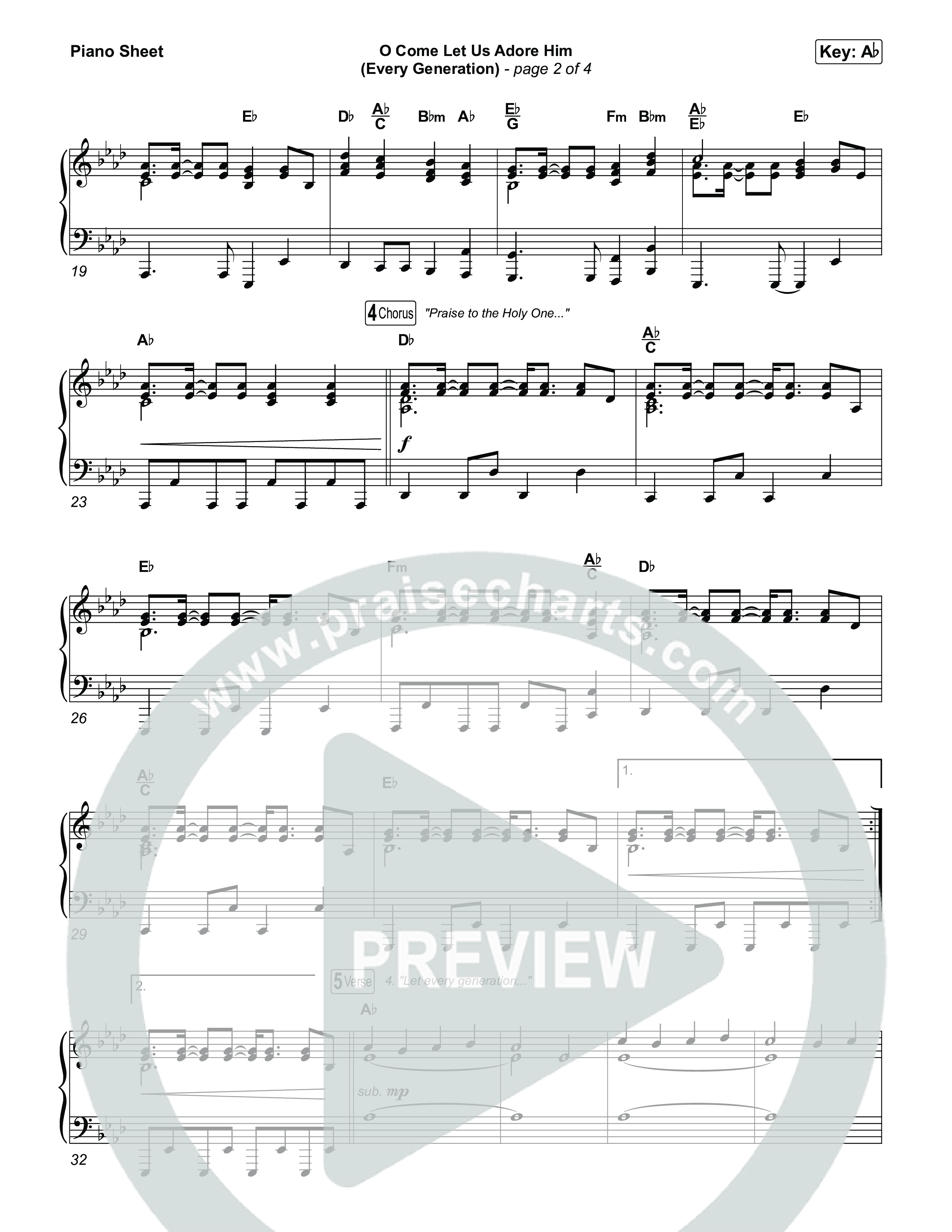 O Come Let Us Adore Him (Every Generation) Piano Sheet (Worship For Everyone / Nick & Becky Drake / Tim Hughes)