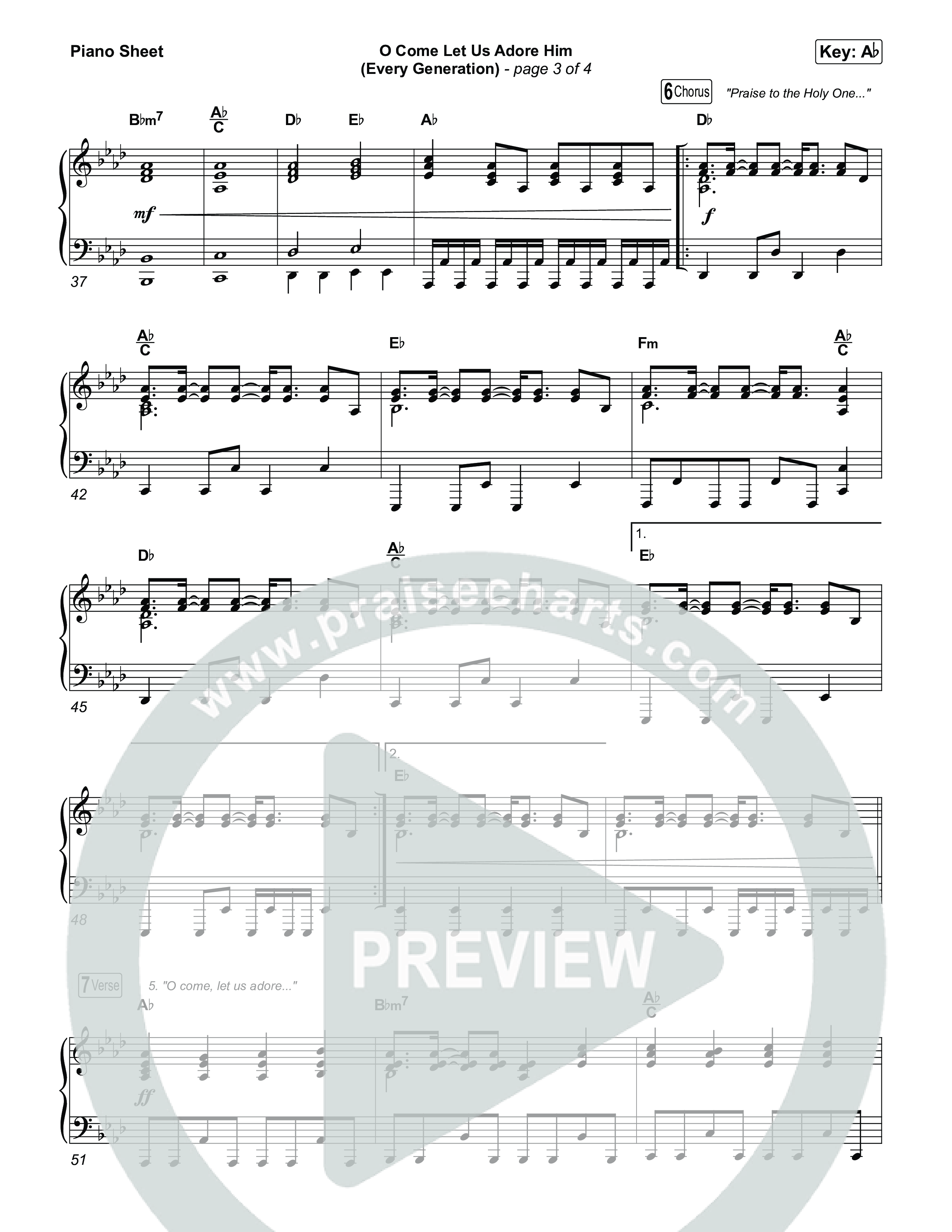 O Come Let Us Adore Him (Every Generation) Piano Sheet (Worship For Everyone / Nick & Becky Drake / Tim Hughes)