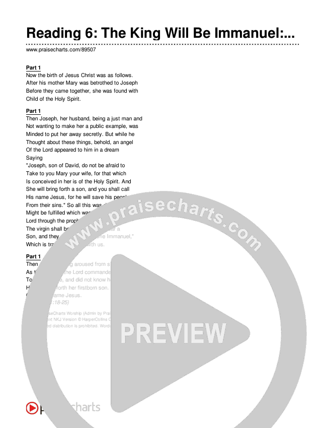 Reading 6: The King Will Be Immanuel: God With Us Chords & Lyrics (Museum Of The Bible)