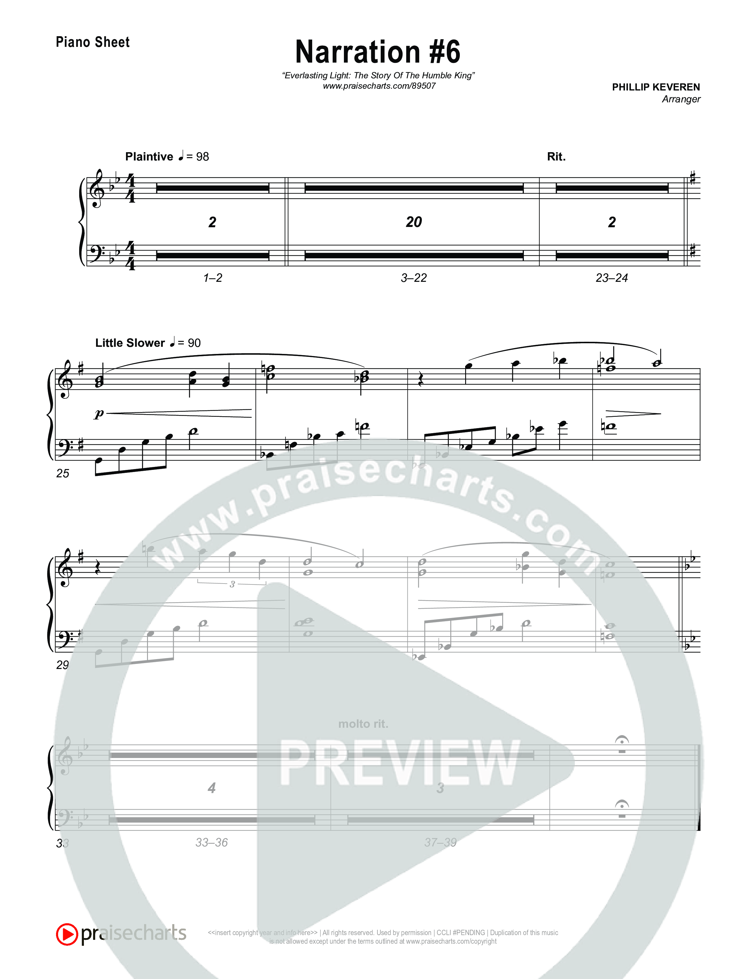 Reading 6: The King Will Be Immanuel: God With Us Piano Sheet (Museum Of The Bible)