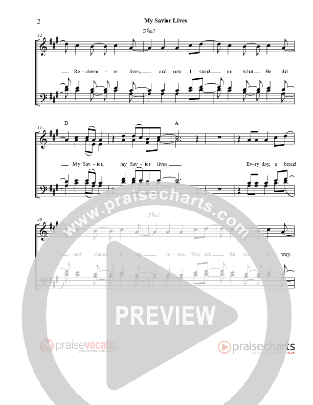 My Savior Lives Lead Sheet (PraiseVocals)