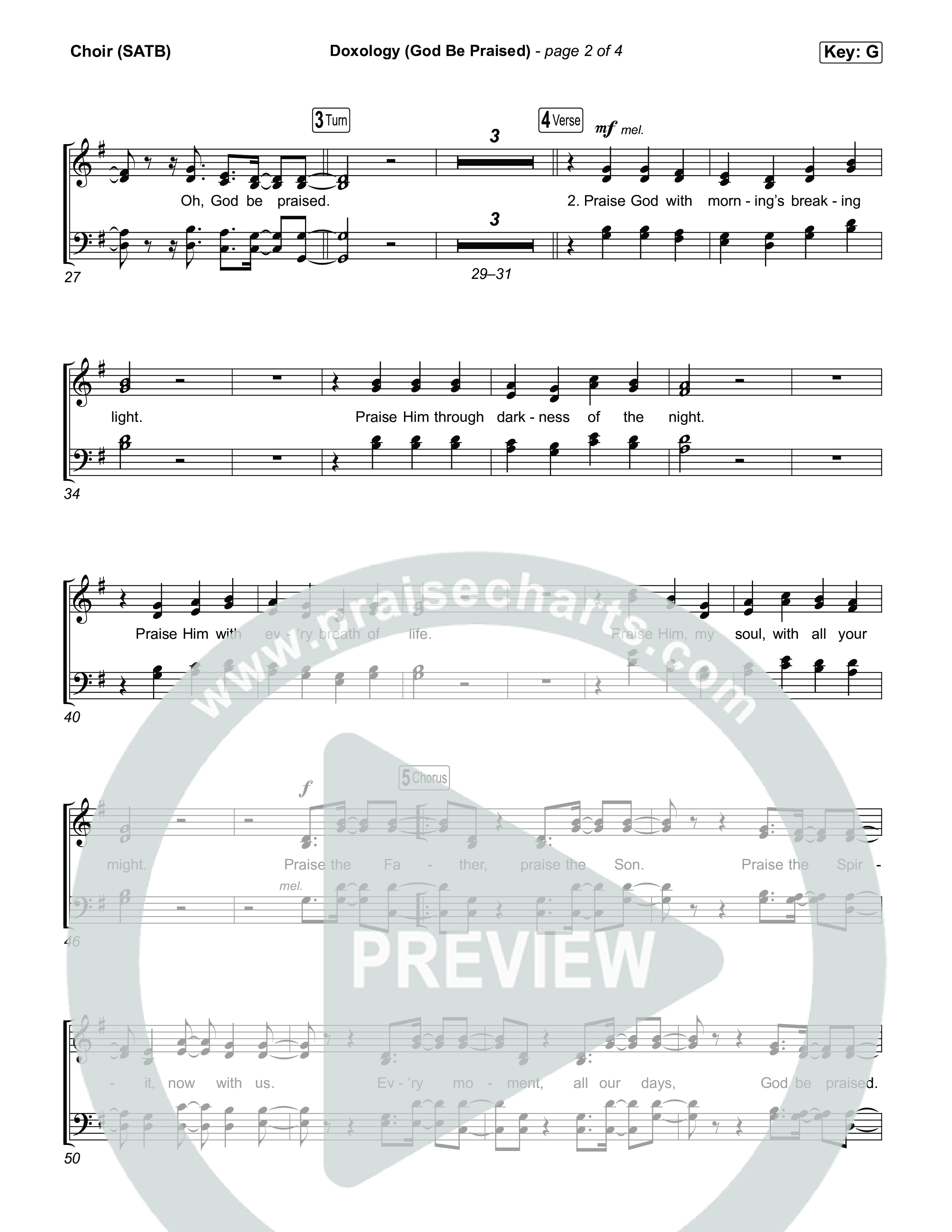 Doxology (God Be Praised) Choir Sheet (SATB) (Worship Circle)