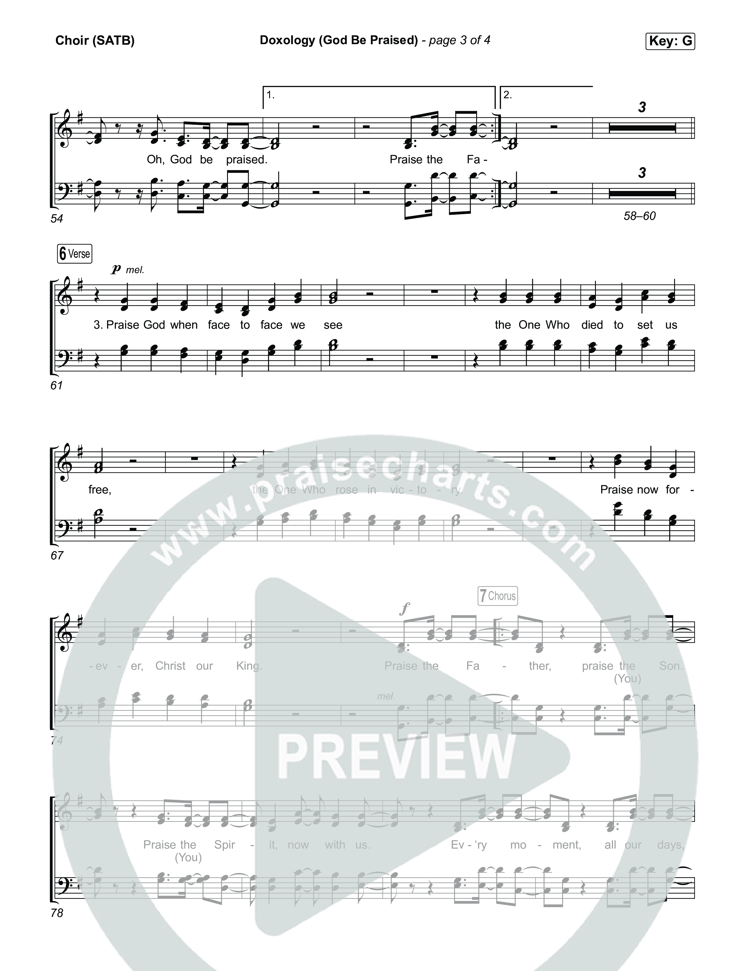 Doxology (God Be Praised) Choir Sheet (SATB) (Worship Circle)