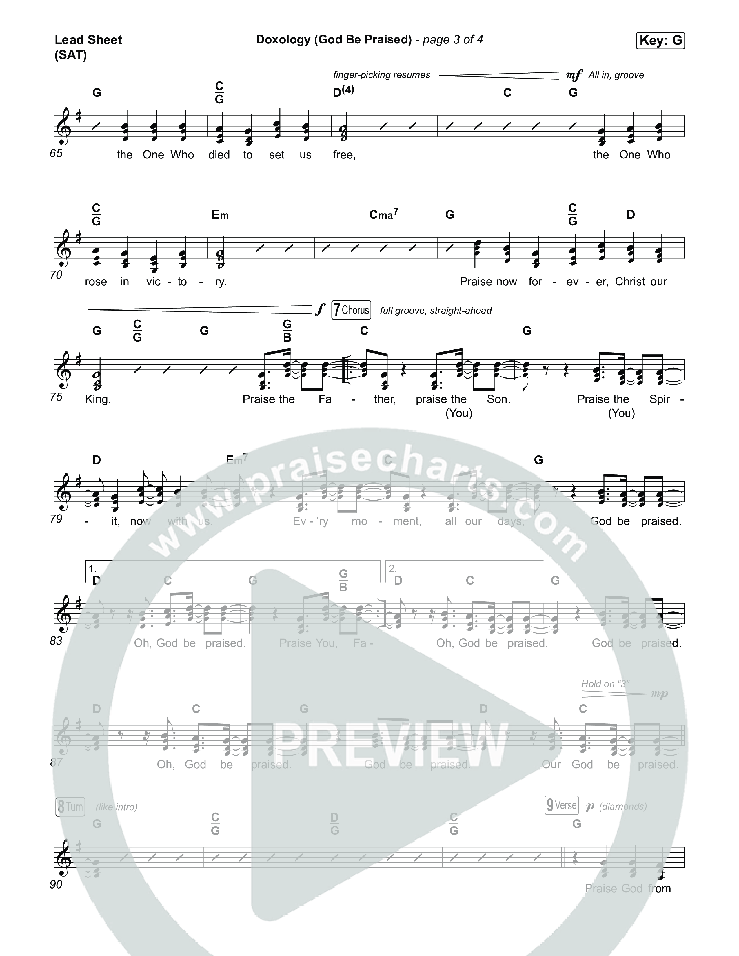 Doxology (God Be Praised) Lead Sheet (SAT) (Worship Circle)