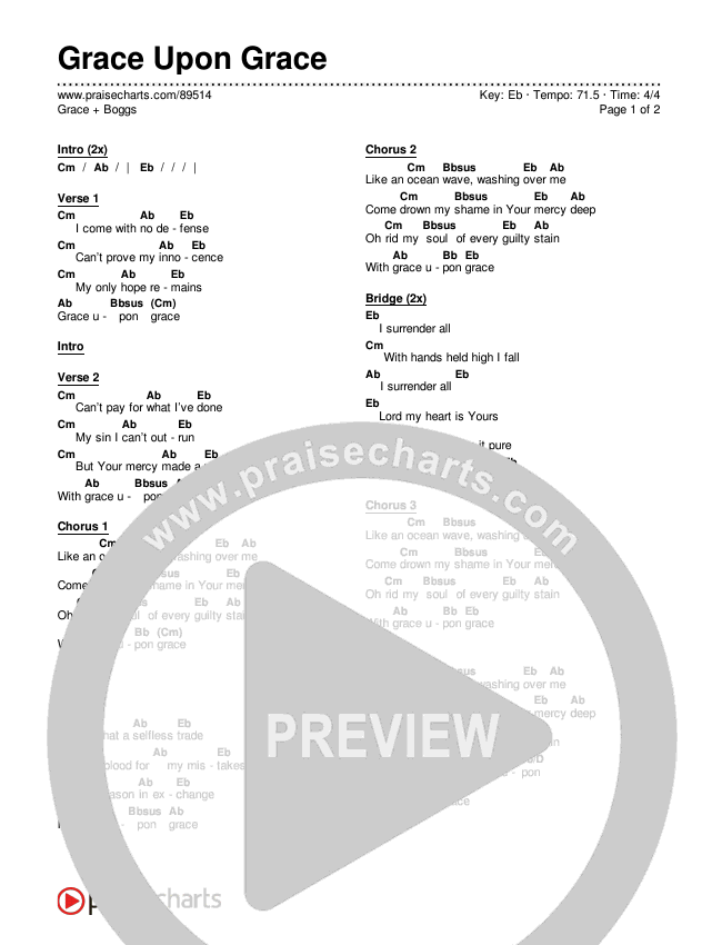 Grace Upon Grace Chords & Lyrics (Grace + Boggs)
