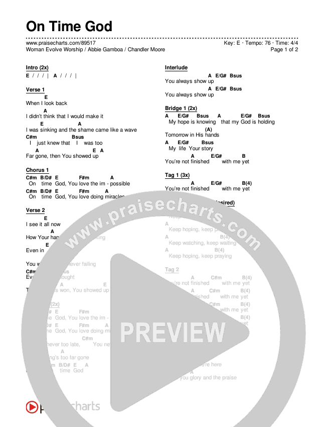 On Time God Chords & Lyrics (Woman Evolve Worship / Abbie Gamboa / Chandler Moore)