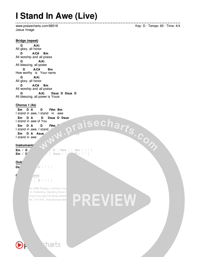 I Stand In Awe (Live) Chords & Lyrics (Jesus Image)