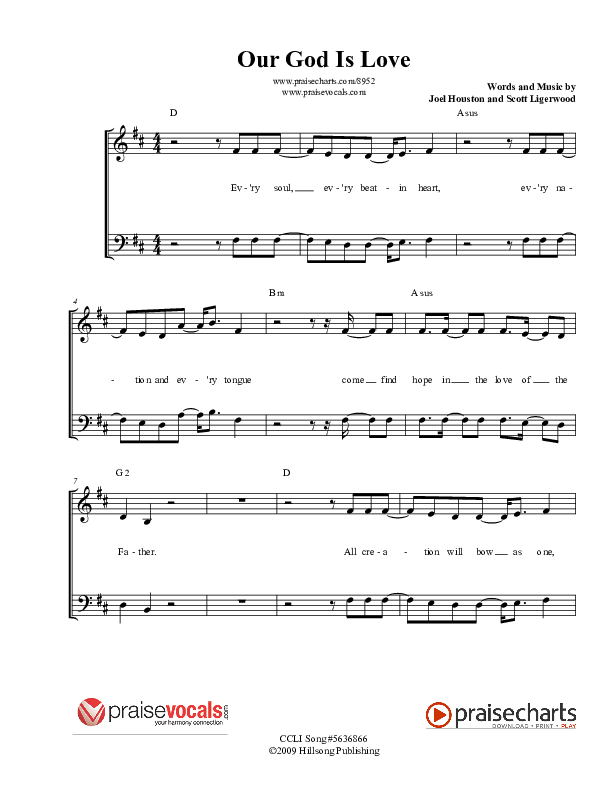 Our God Is Love Lead Sheet (PraiseVocals)