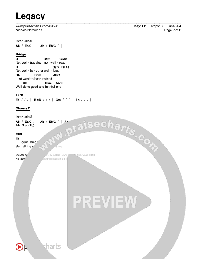 Legacy Chords & Lyrics (Nichole Nordeman)
