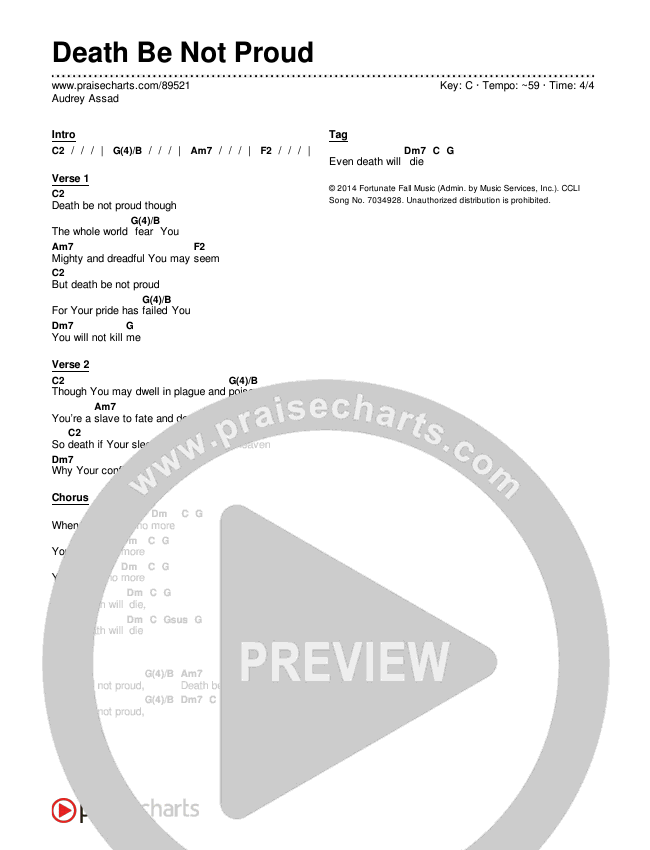 Death Be Not Proud Chords & Lyrics (Audrey Assad)