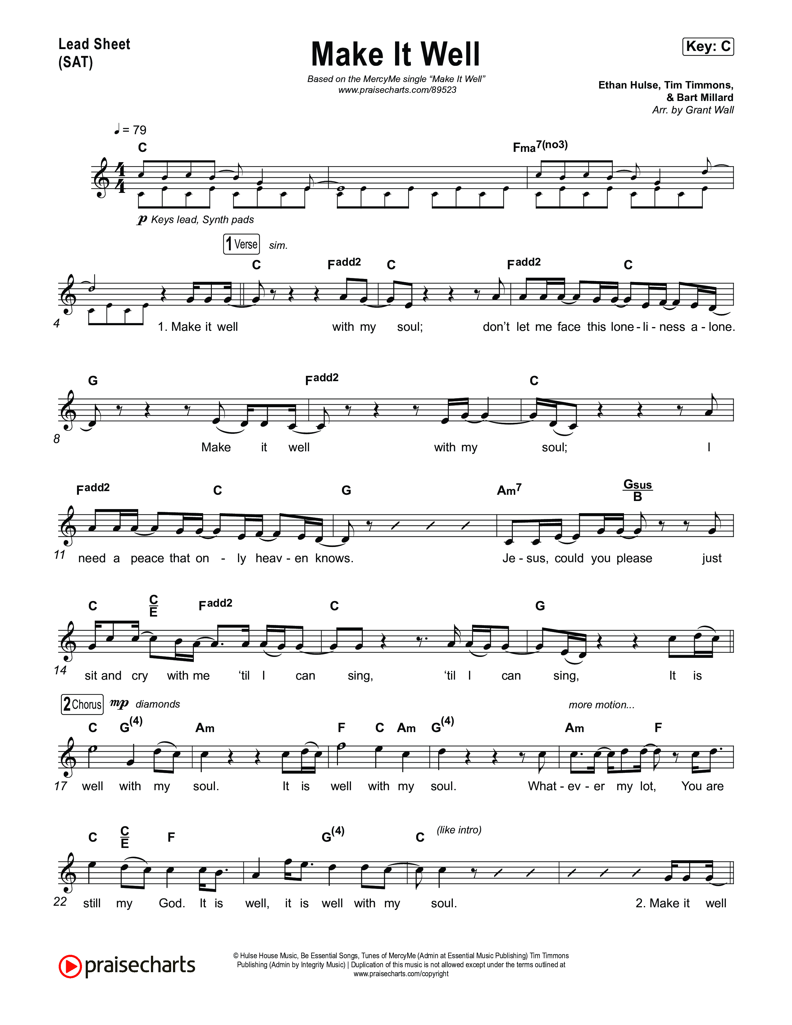 Make It Well Lead Sheet (SAT) (MercyMe)