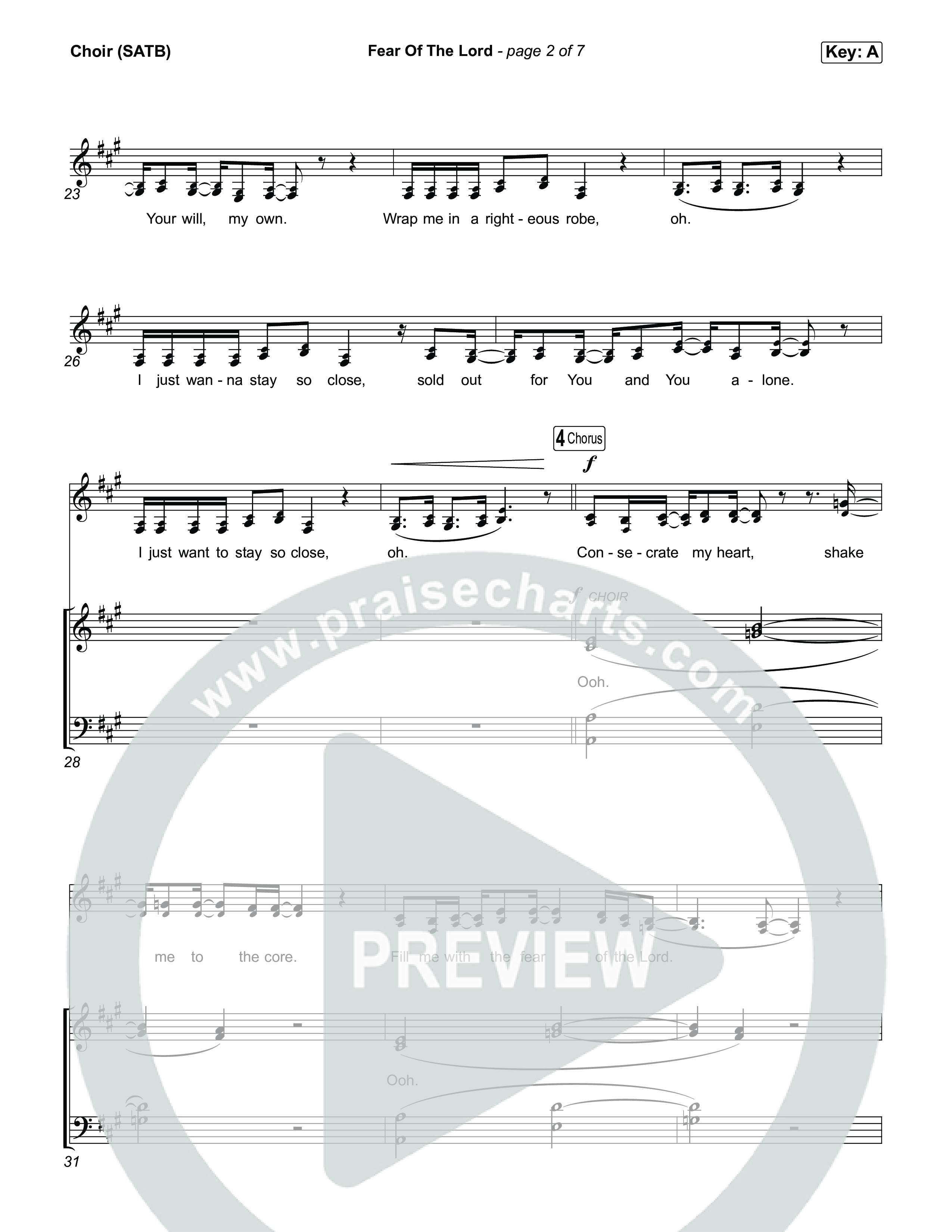 Fear Of The Lord Choir Sheet (SATB) (Mitch Wong)