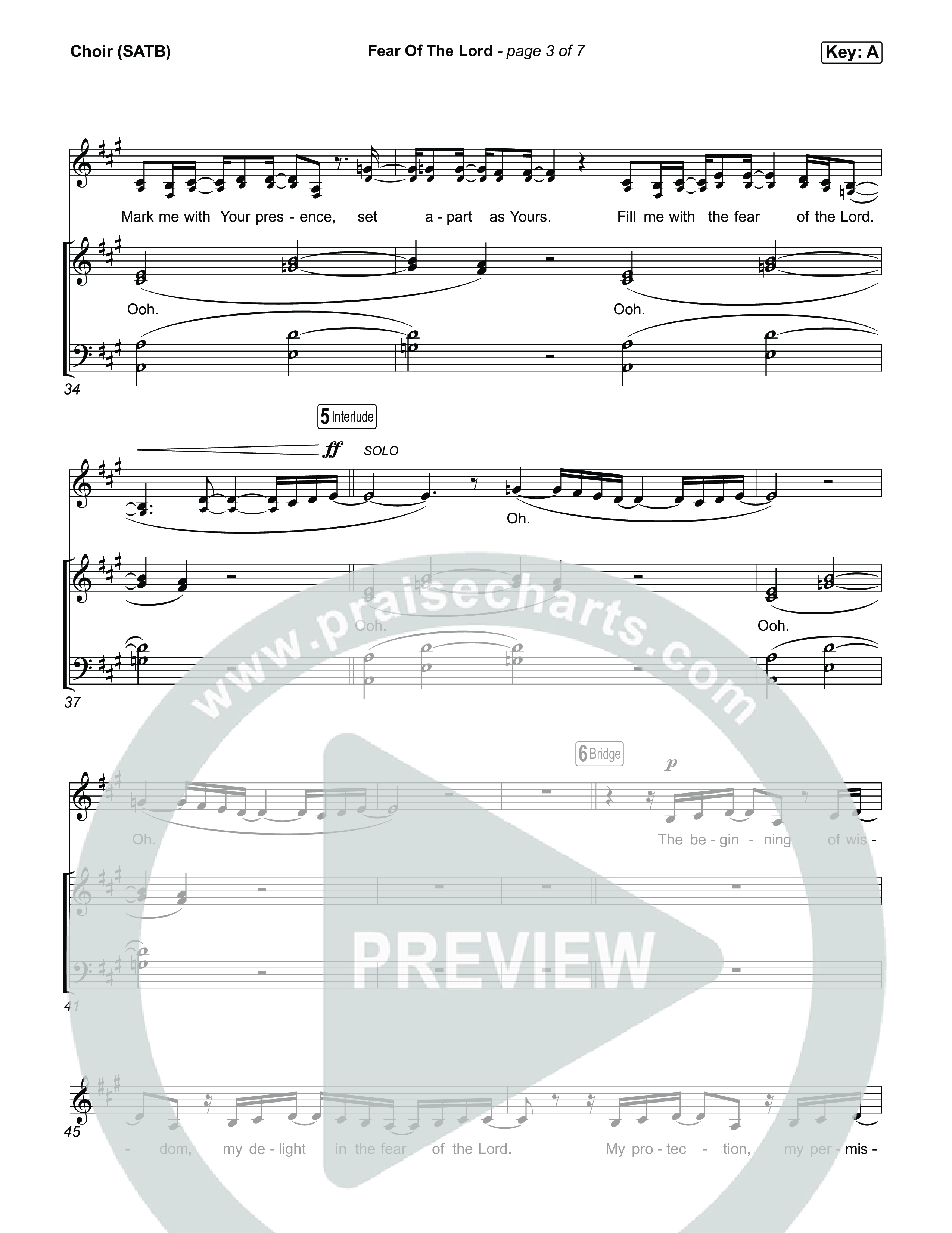 Fear Of The Lord Choir Sheet (SATB) (Mitch Wong)