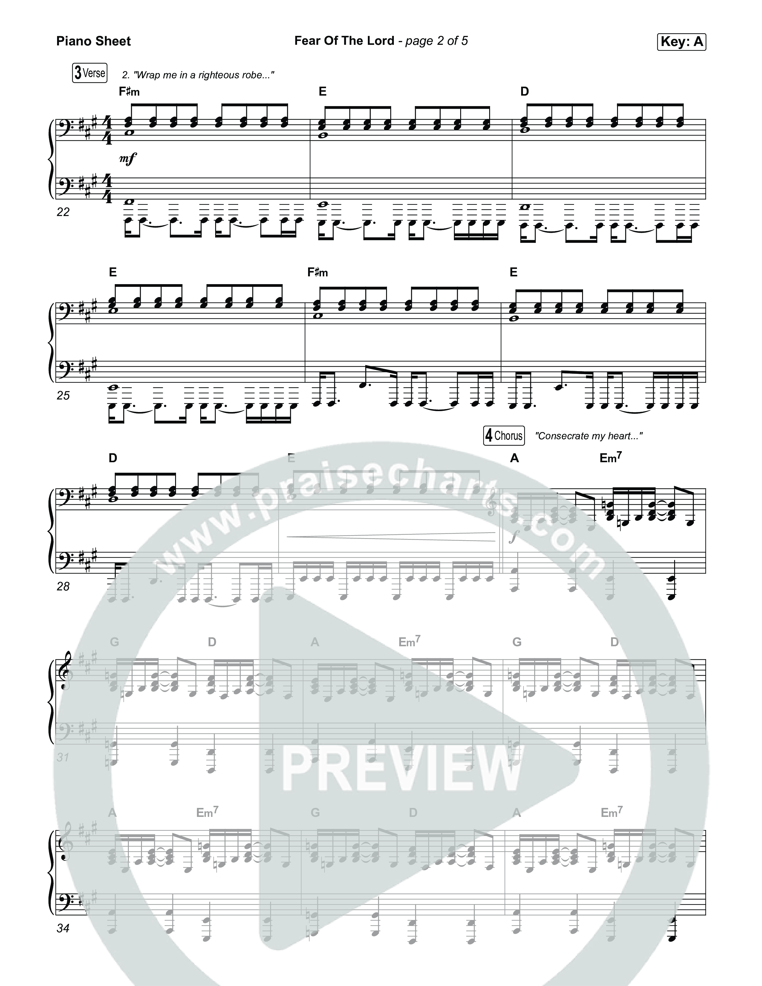 Fear Of The Lord Piano Sheet (Mitch Wong)