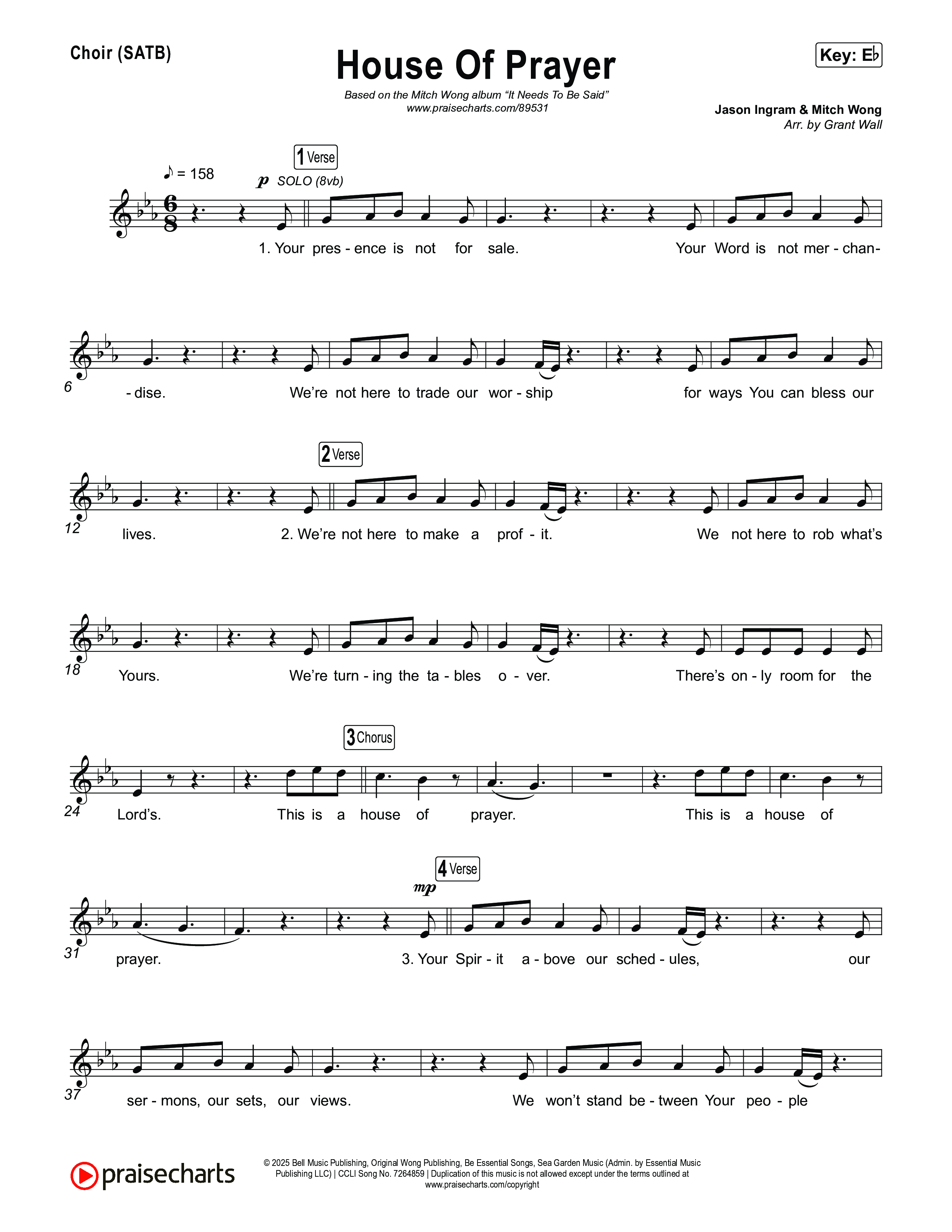 House Of Prayer Choir Sheet (SATB) (Mitch Wong)