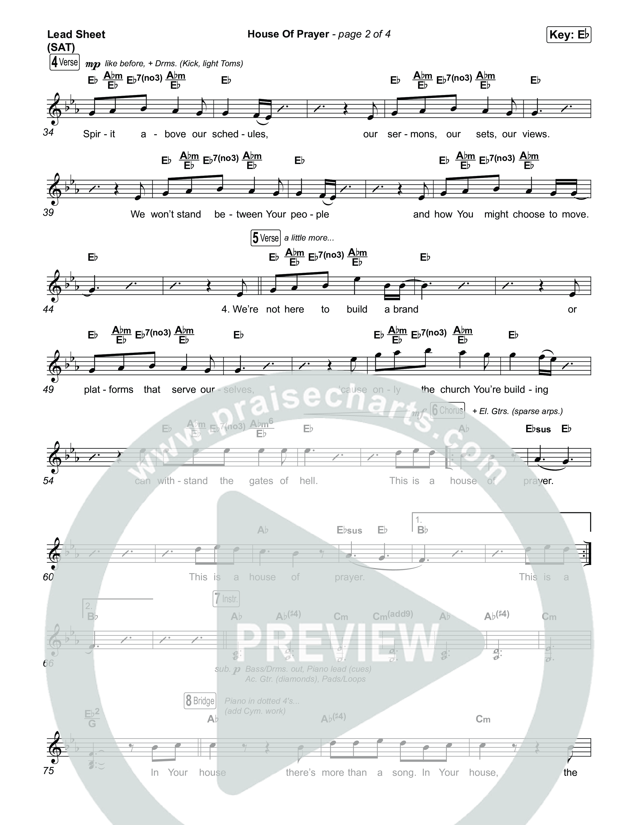 House Of Prayer Lead Sheet (SAT) (Mitch Wong)