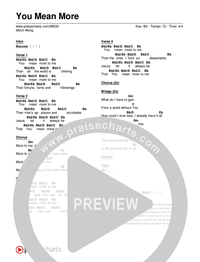 You Mean More Chords & Lyrics (Mitch Wong)