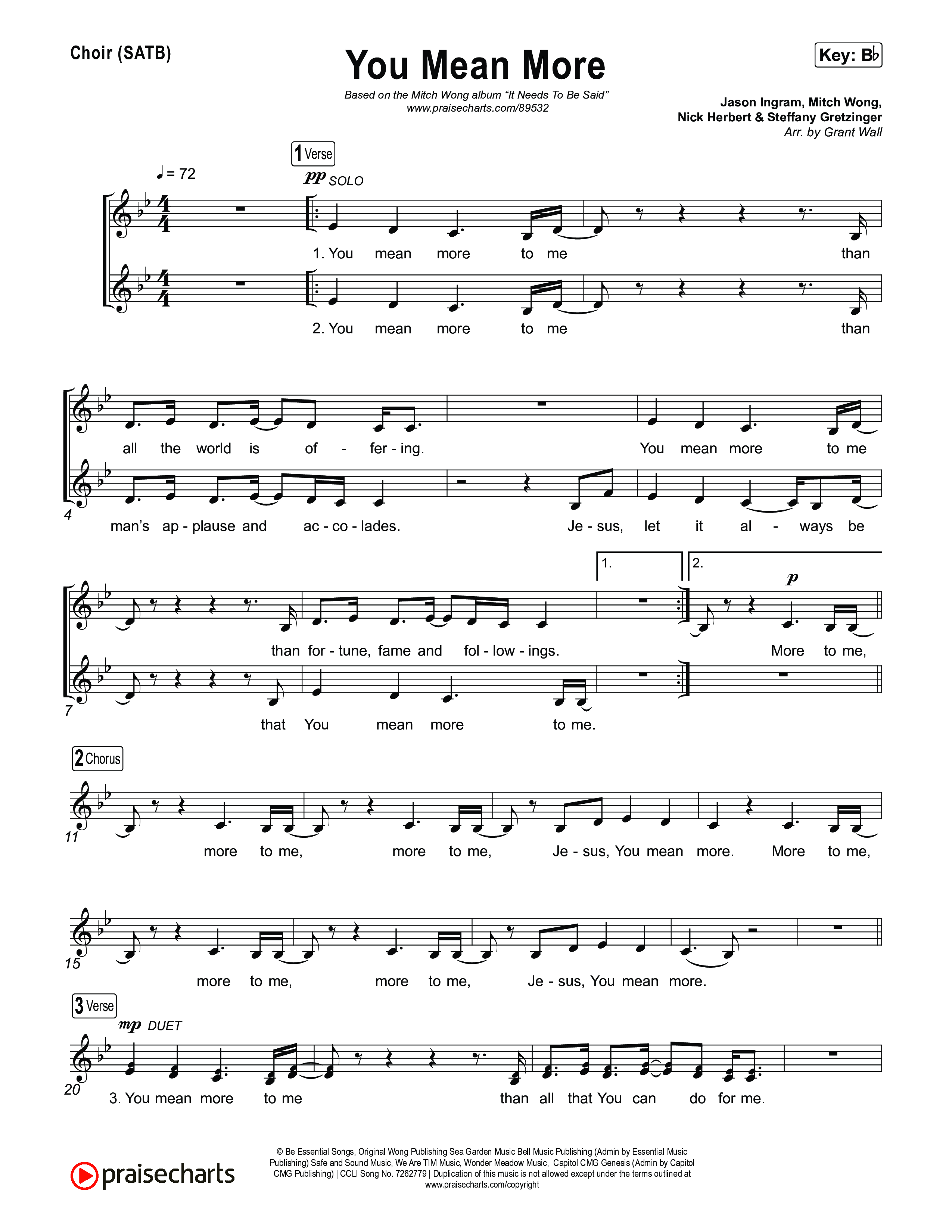 You Mean More Choir Sheet (SATB) (Mitch Wong)