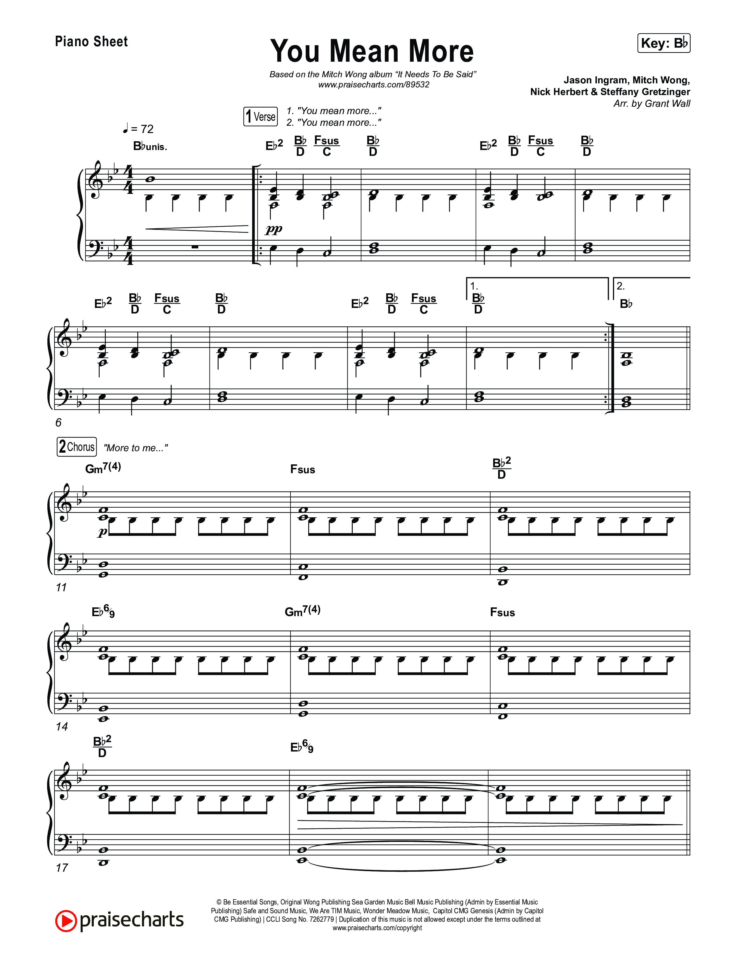 You Mean More Piano Sheet (Mitch Wong)