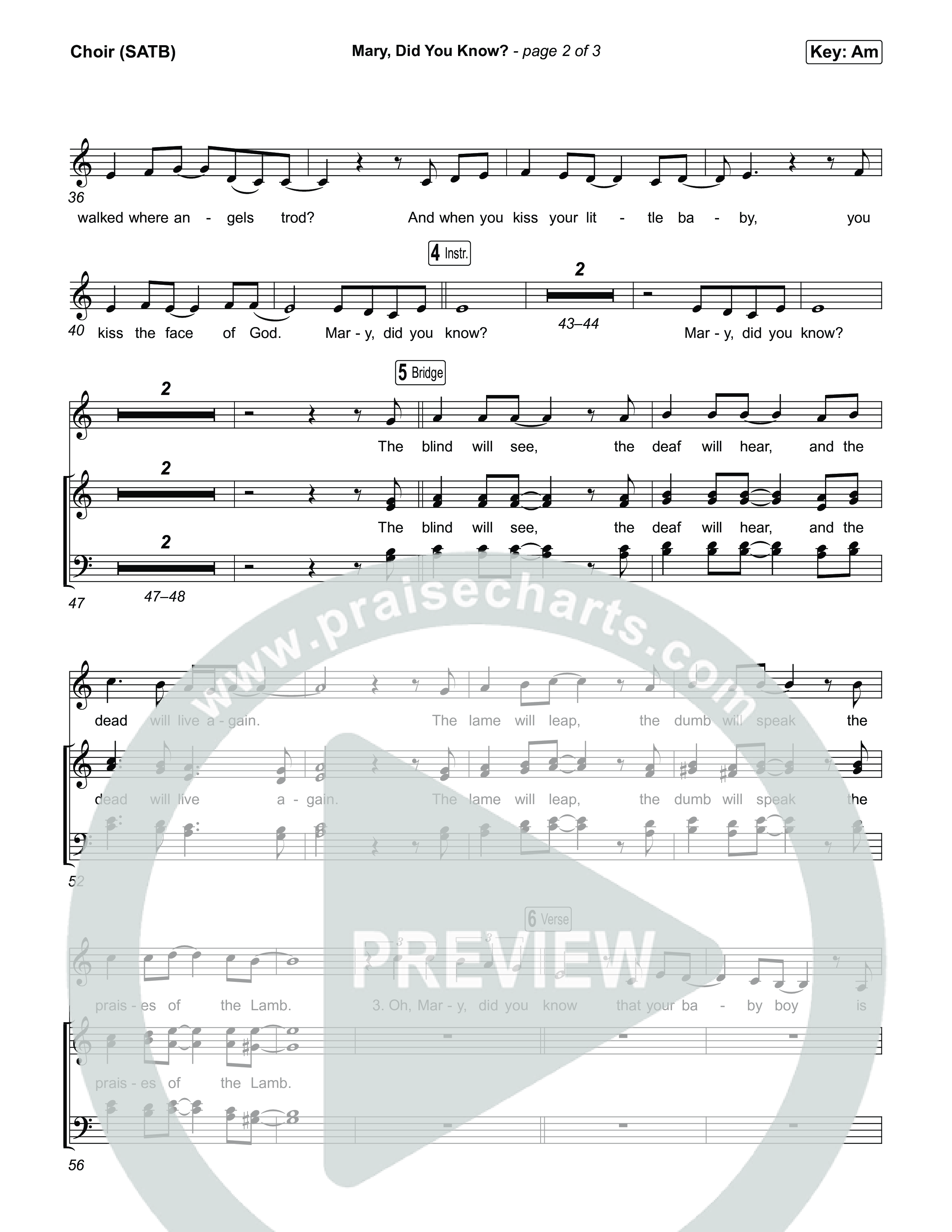 Mary Did You Know Choir Sheet (SATB) (Museum Of The Bible)