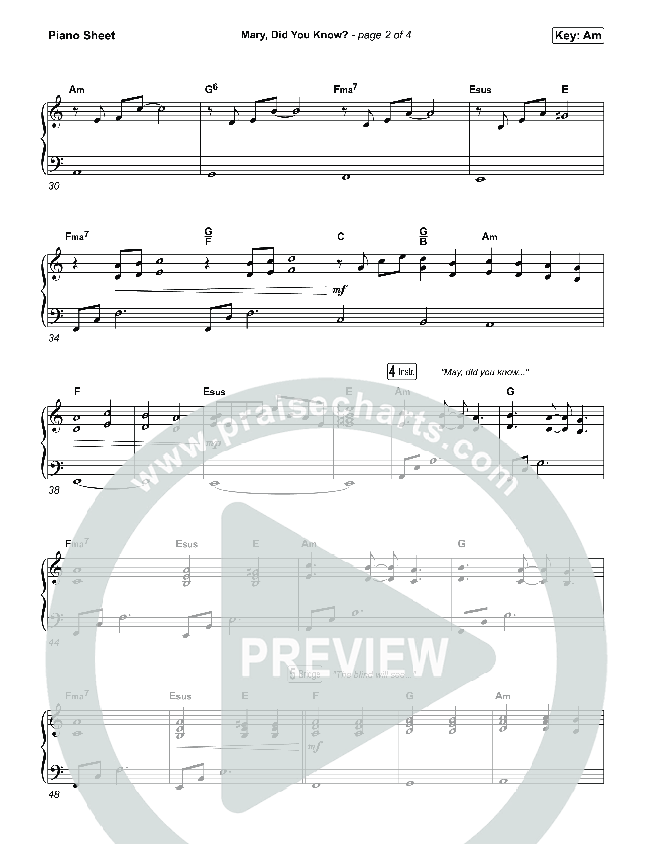 Mary Did You Know Piano Sheet (Museum Of The Bible)