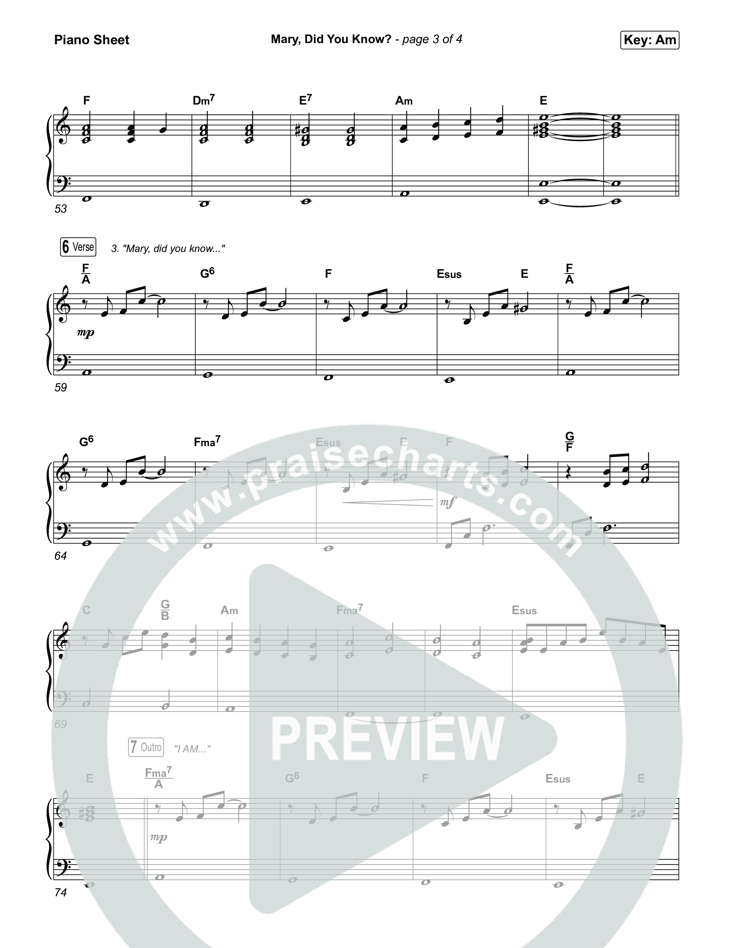 Mary Did You Know Piano Sheet (Museum Of The Bible)