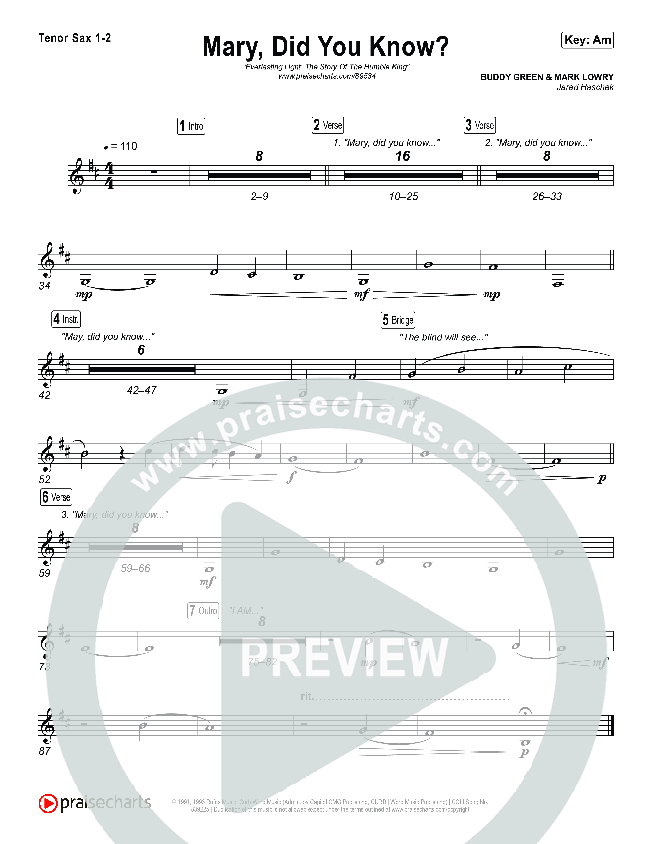 Mary Did You Know Sax Pack (Museum Of The Bible)