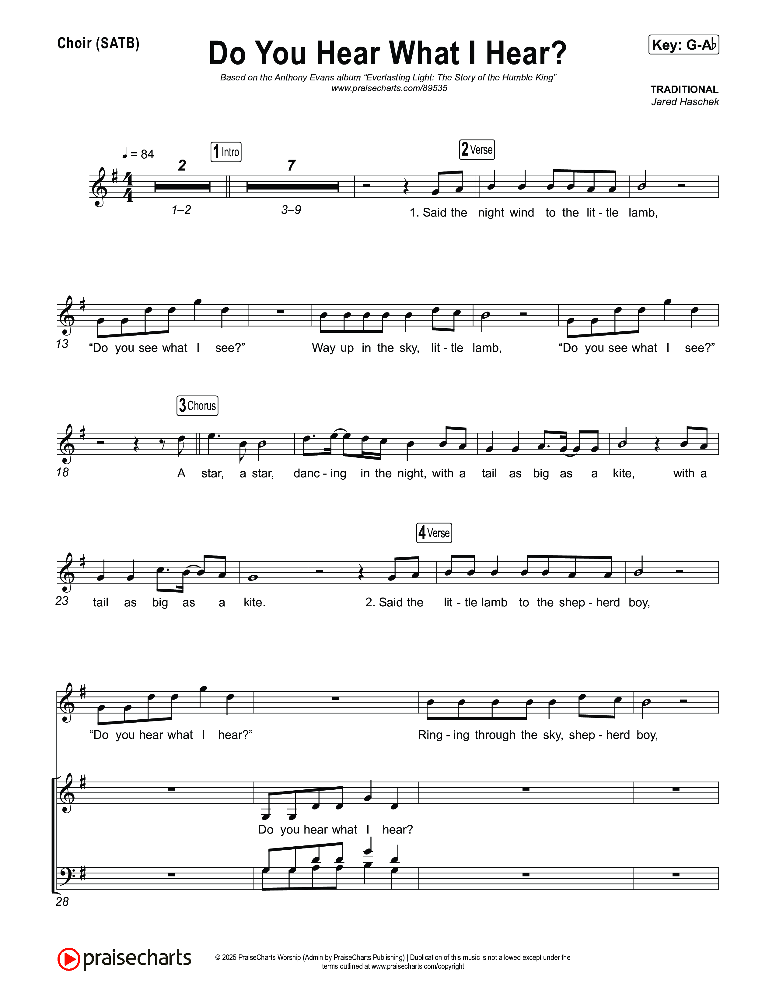 Do You Hear What I Hear Choir Sheet (SATB) (Museum Of The Bible / Arr. Jared Haschek)