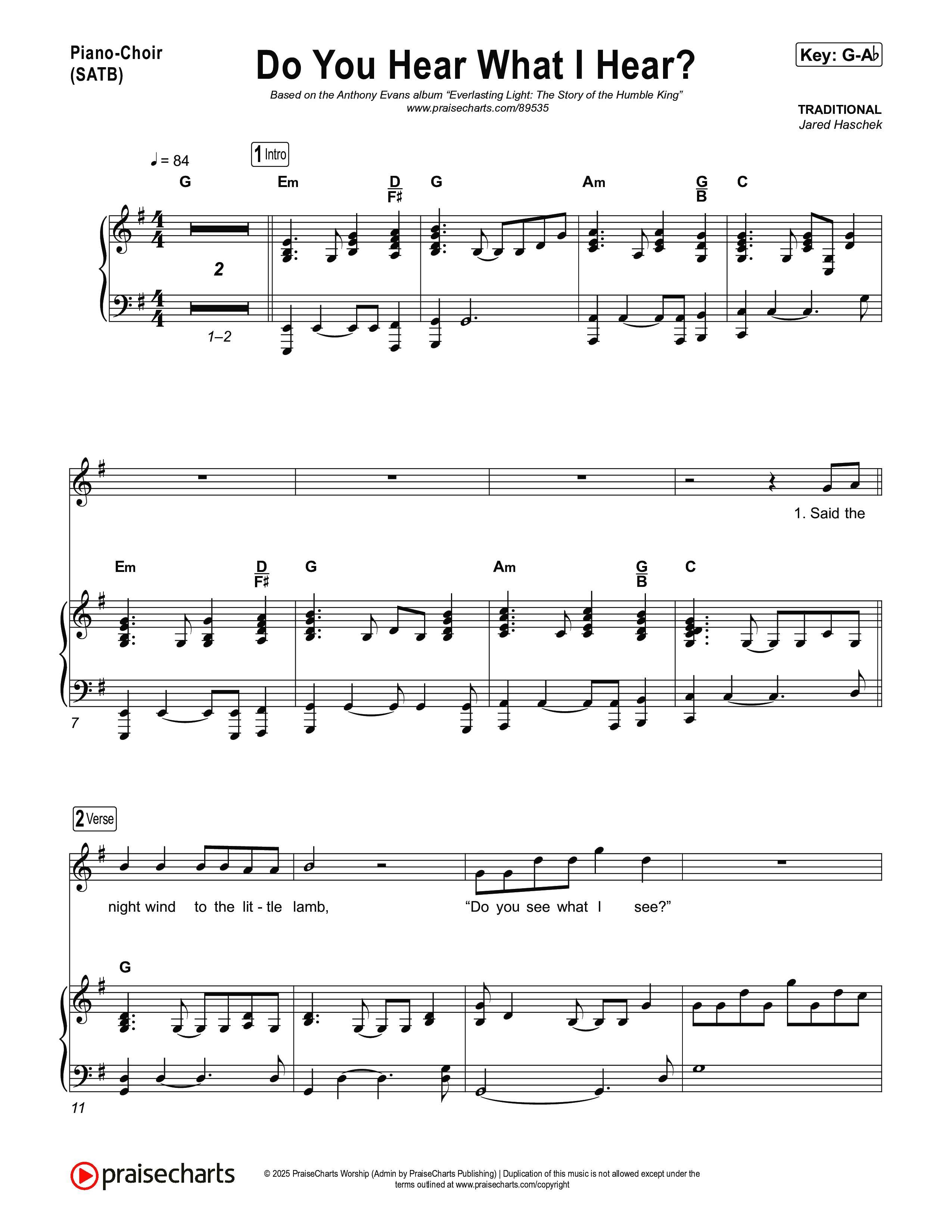 Do You Hear What I Hear Piano/Vocal Pack (Museum Of The Bible / Arr. Jared Haschek)