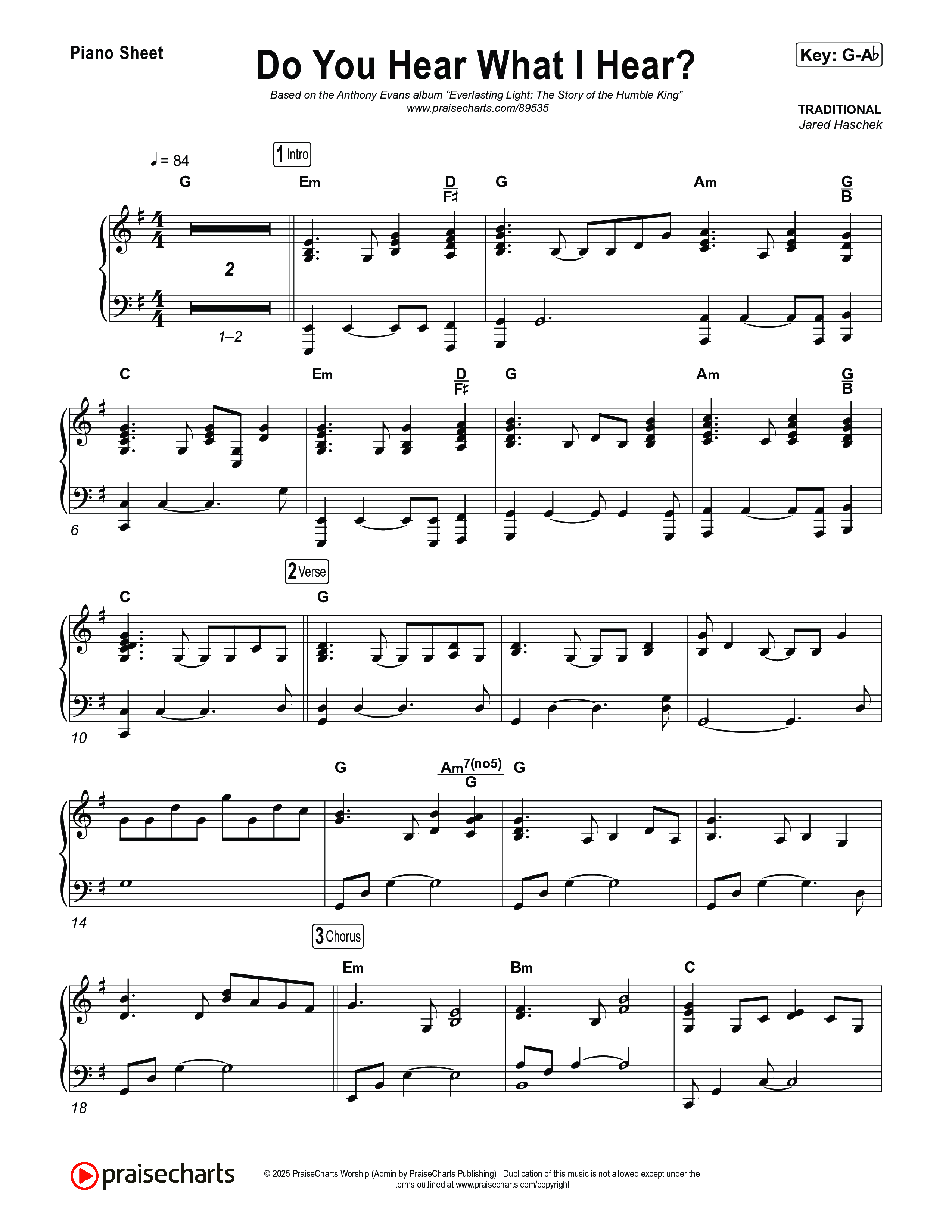 Do You Hear What I Hear Piano Sheet (Museum Of The Bible / Arr. Jared Haschek)