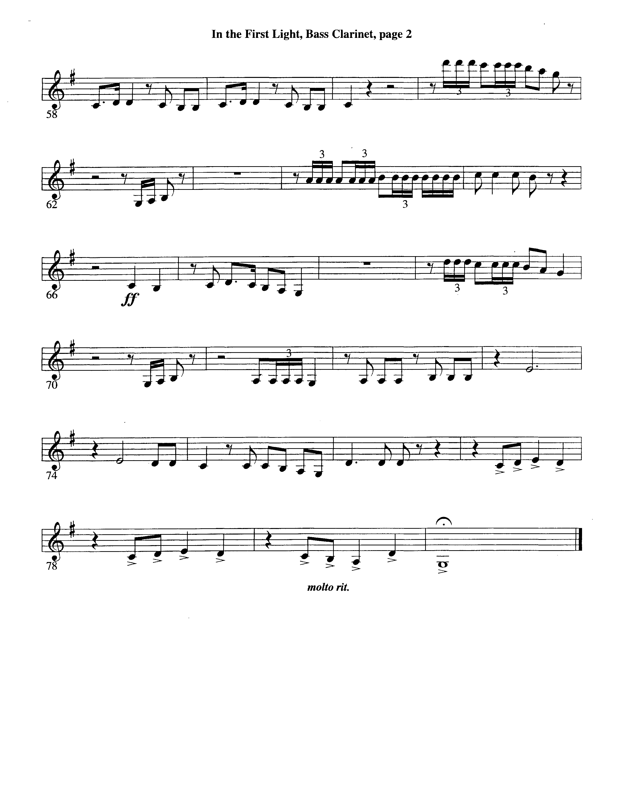 In The First Light (Choral Anthem SATB) Bass Clarinet (Word Music Choral / Arr. David Clydesdale)