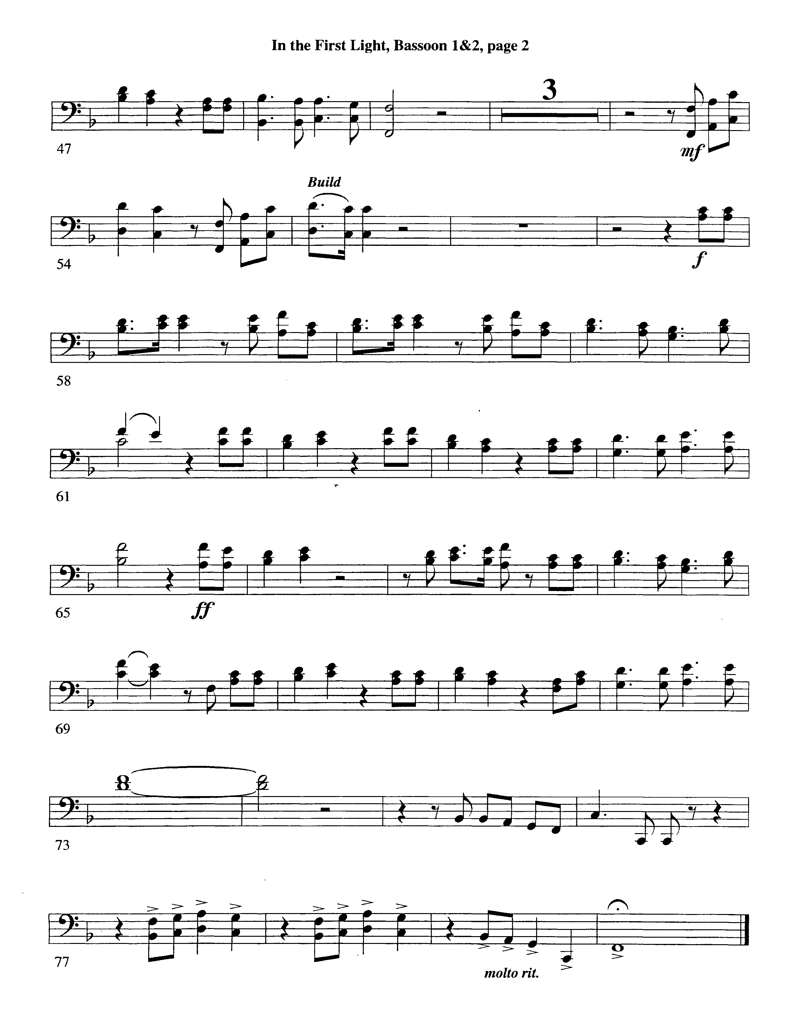 In The First Light (Choral Anthem SATB) Bassoon 1/2 (Word Music Choral / Arr. David Clydesdale)