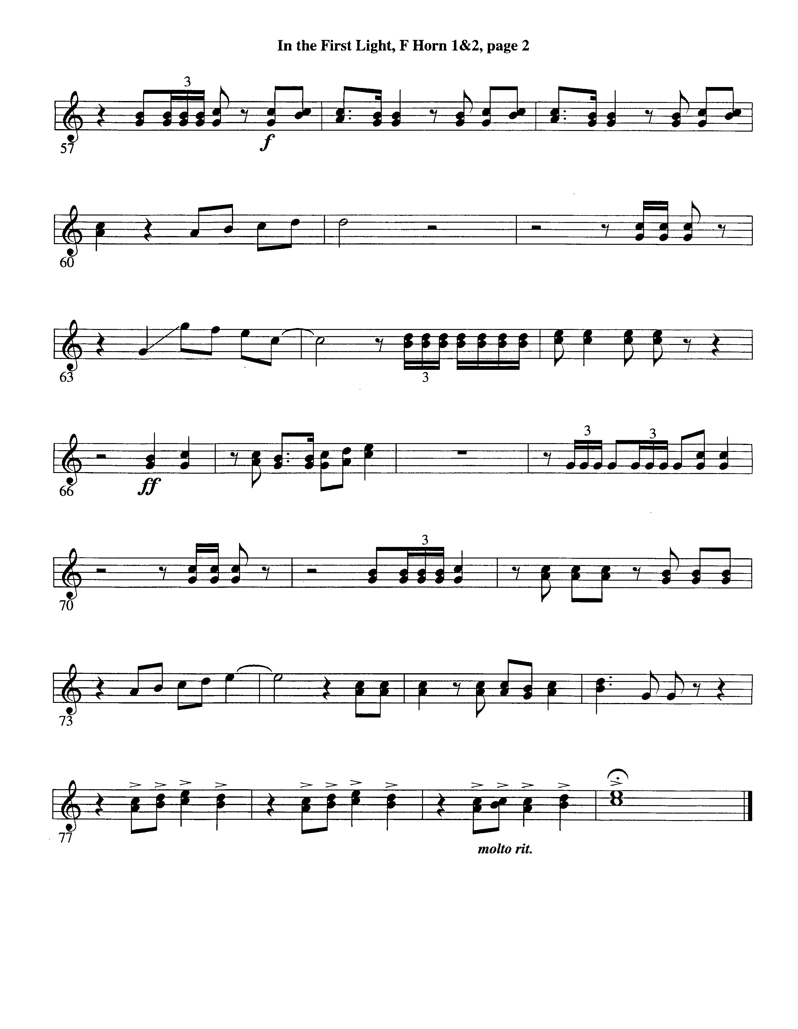 In The First Light (Choral Anthem SATB) French Horn 3 (Word Music Choral / Arr. David Clydesdale)