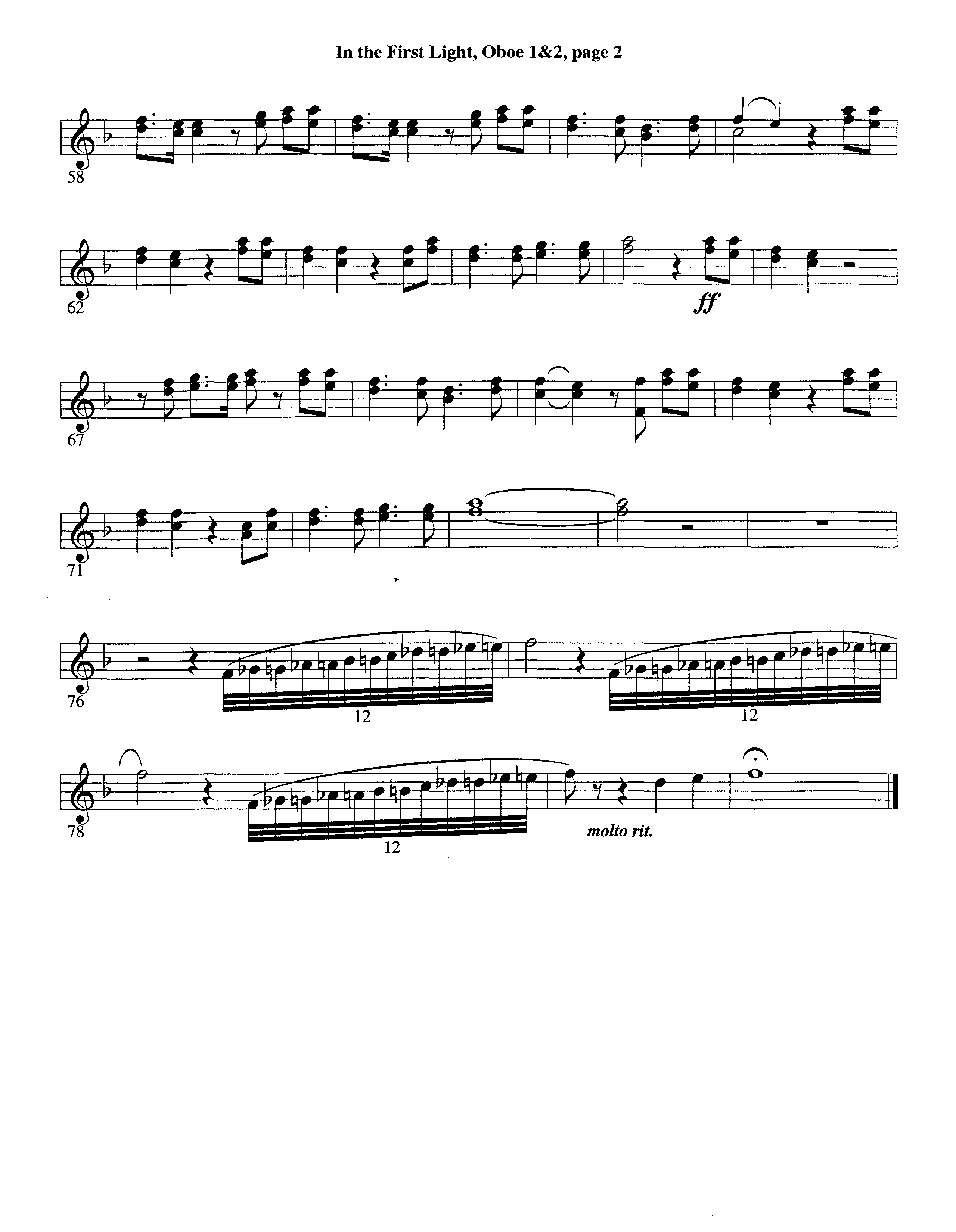 In The First Light (Choral Anthem SATB) Oboe 1/2 (Word Music Choral / Arr. David Clydesdale)