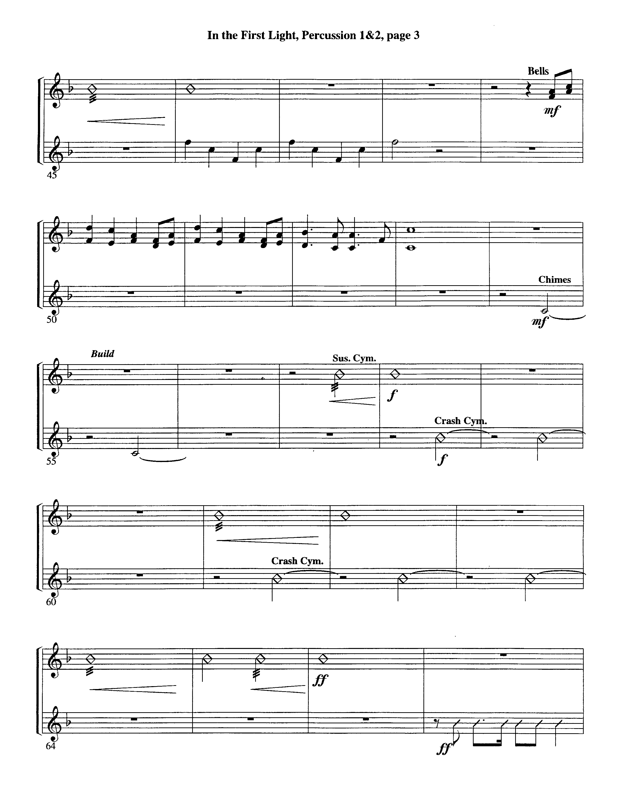 In The First Light (Choral Anthem SATB) Percussion (Word Music Choral / Arr. David Clydesdale)