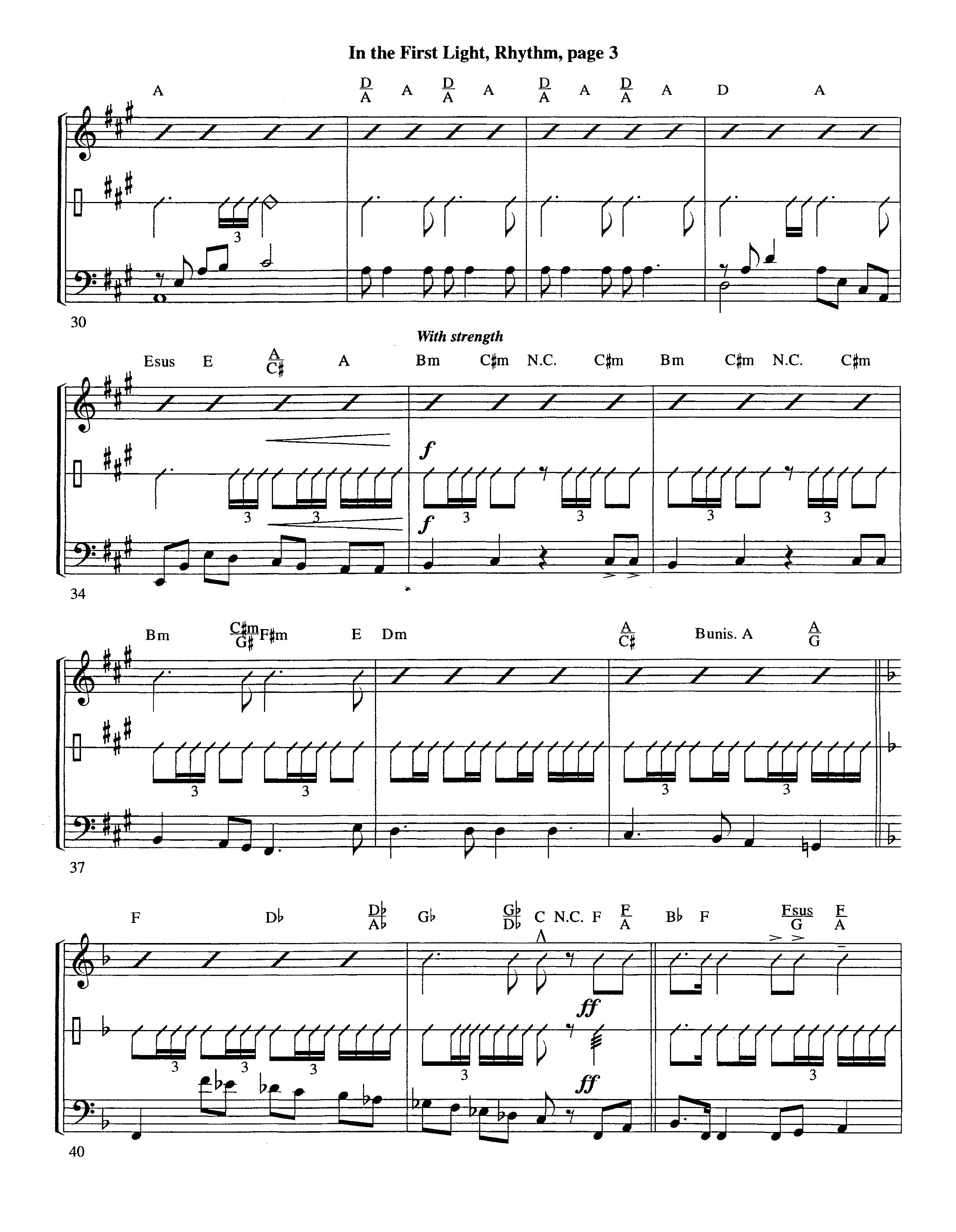 In The First Light (Choral Anthem SATB) Rhythm Chart (Word Music Choral / Arr. David Clydesdale)