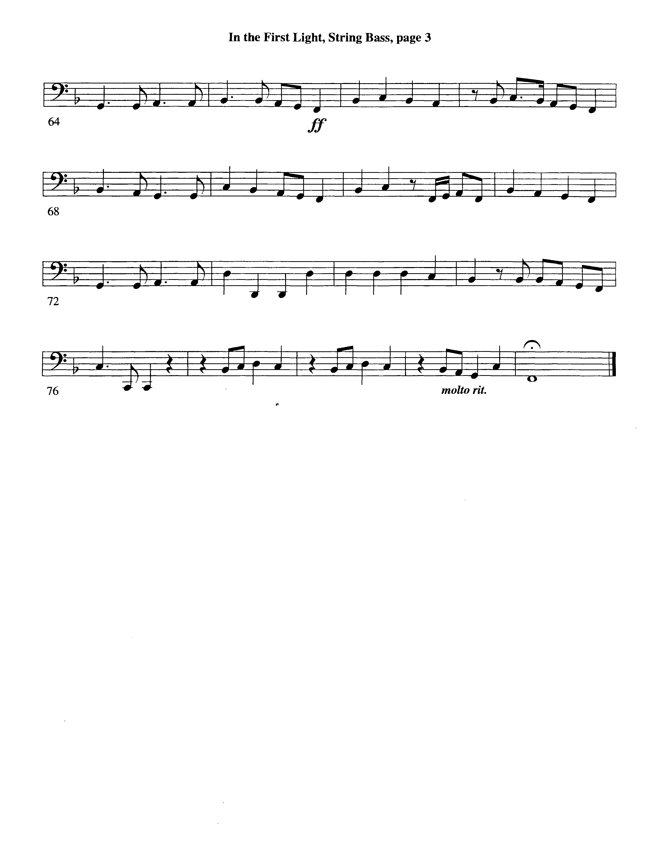 In The First Light (Choral Anthem SATB) String Bass (Word Music Choral / Arr. David Clydesdale)