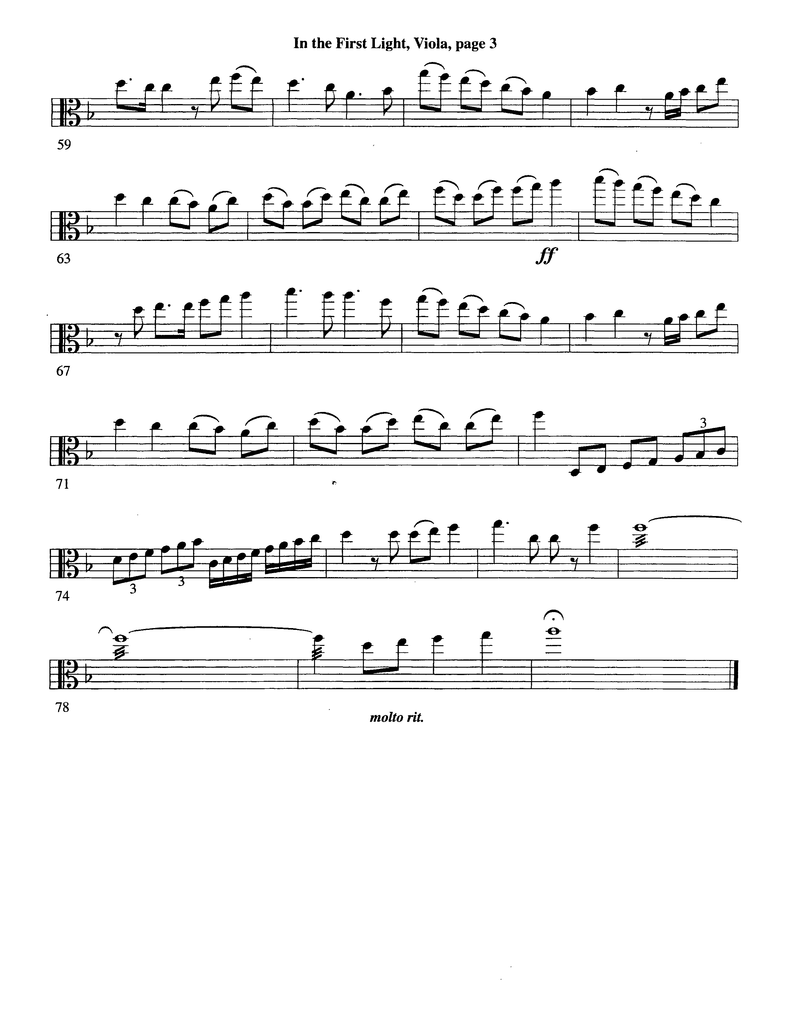 In The First Light (Choral Anthem SATB) Viola (Word Music Choral / Arr. David Clydesdale)