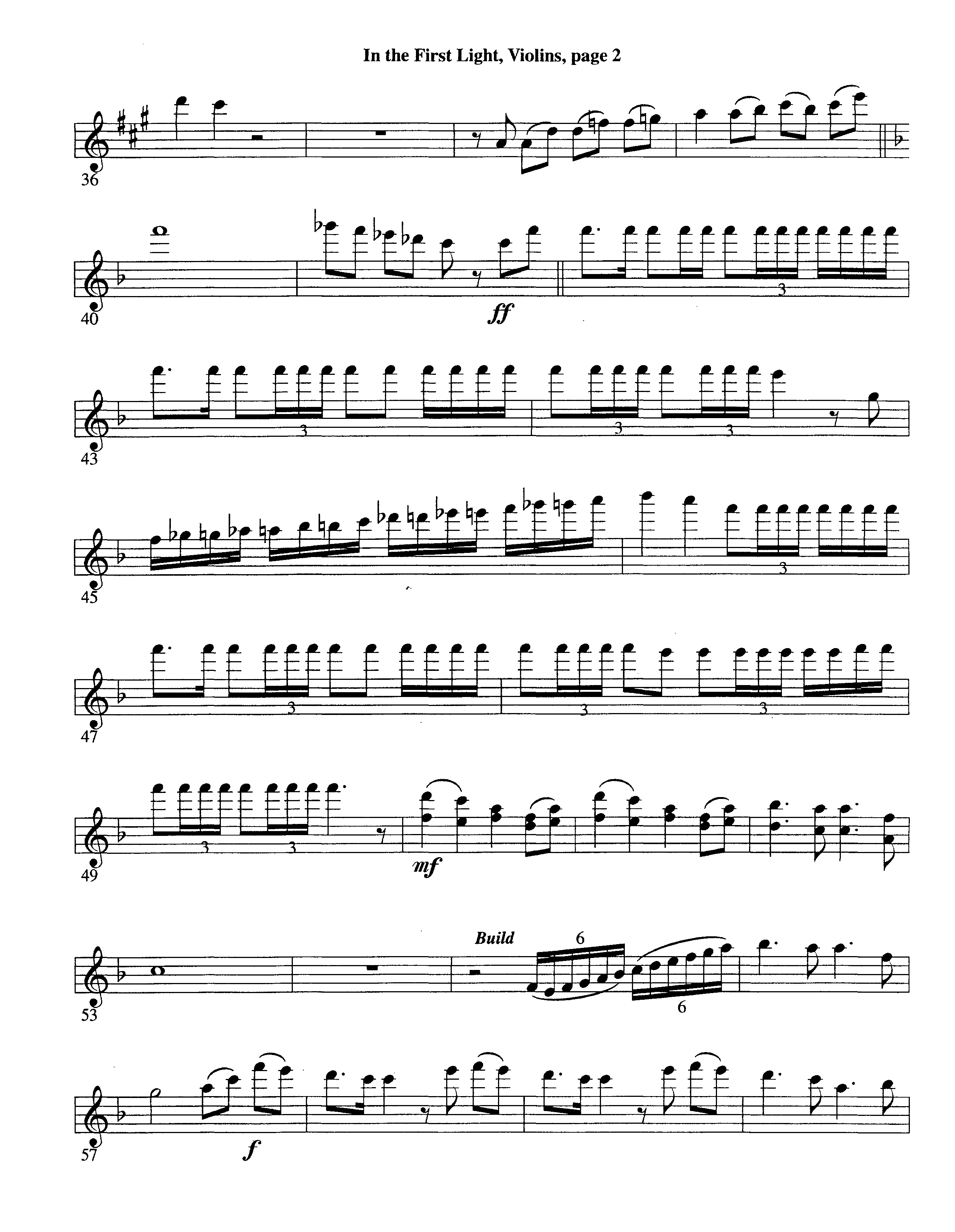 In The First Light (Choral Anthem SATB) Violins (Word Music Choral / Arr. David Clydesdale)