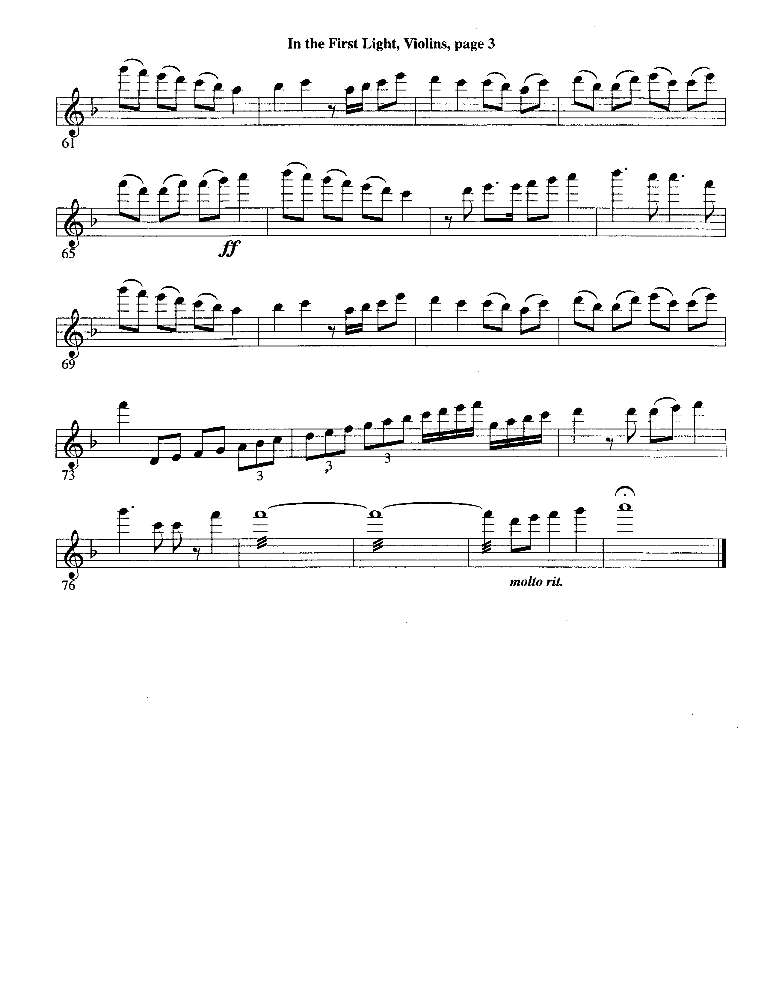 In The First Light (Choral Anthem SATB) Violins (Word Music Choral / Arr. David Clydesdale)