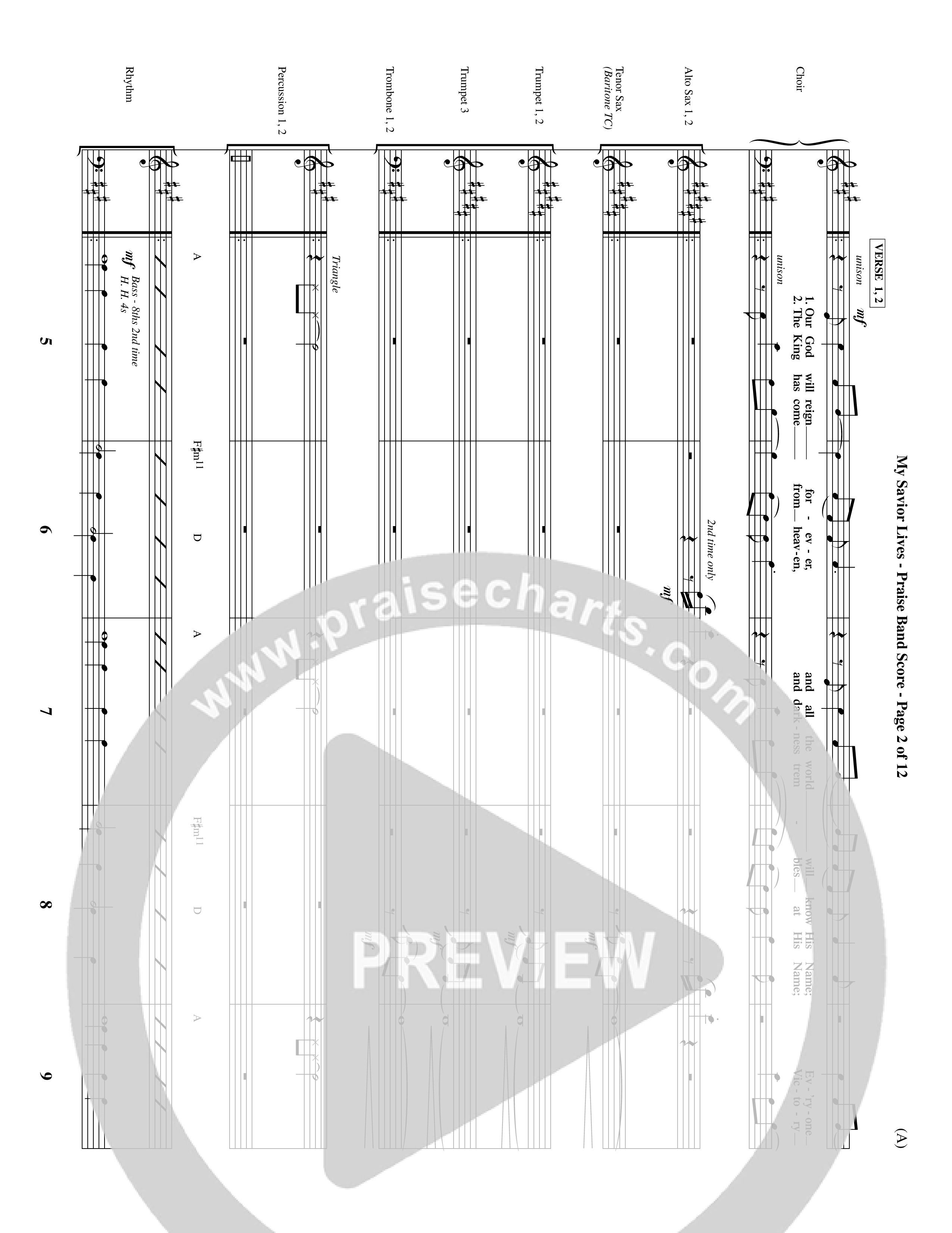 My Savior Lives (Choral Anthem SATB) PraiseBand (incl. Brass) (Word Music Choral / Orch. Dave Williamson)