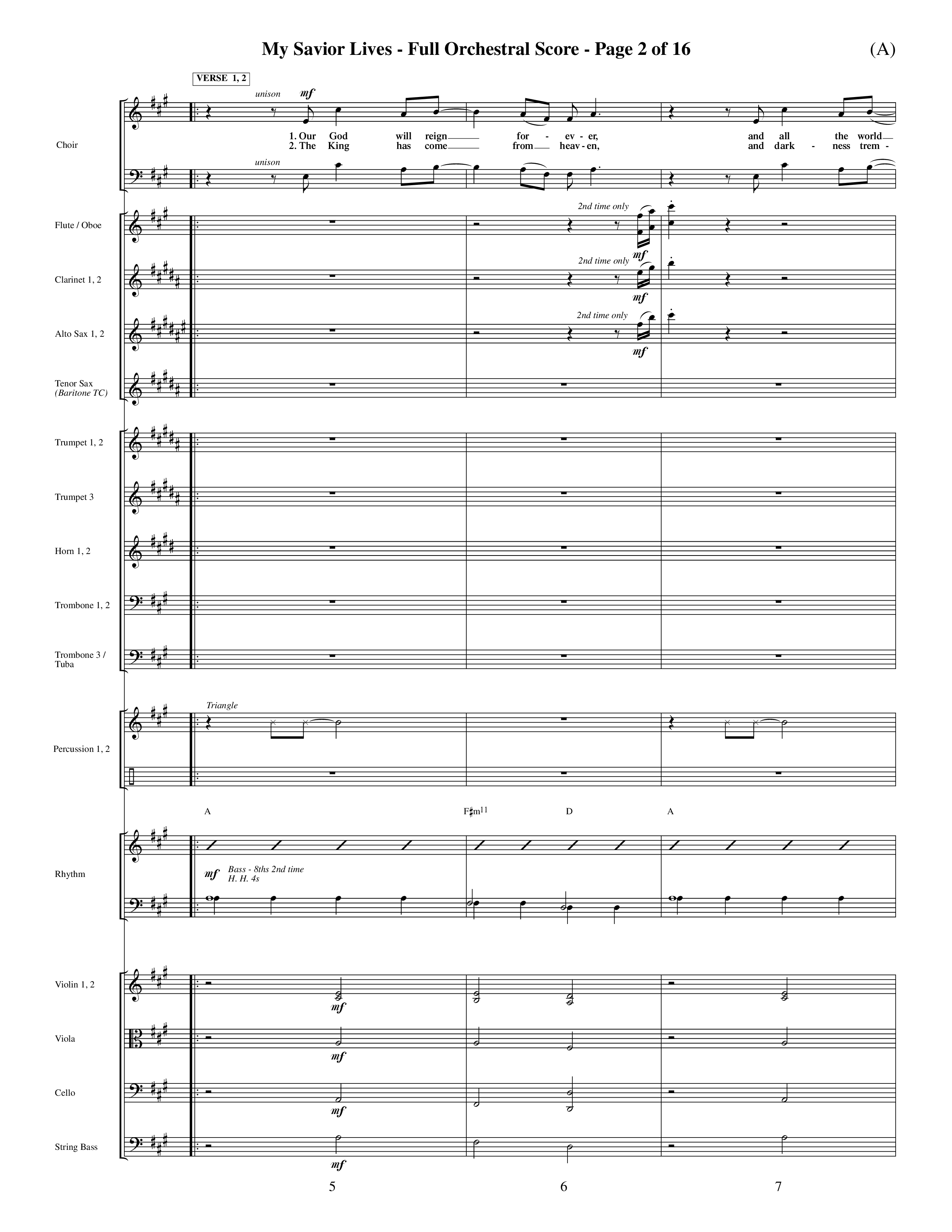 My Savior Lives (Choral Anthem SATB) Orchestration (Word Music Choral / Orch. Dave Williamson)