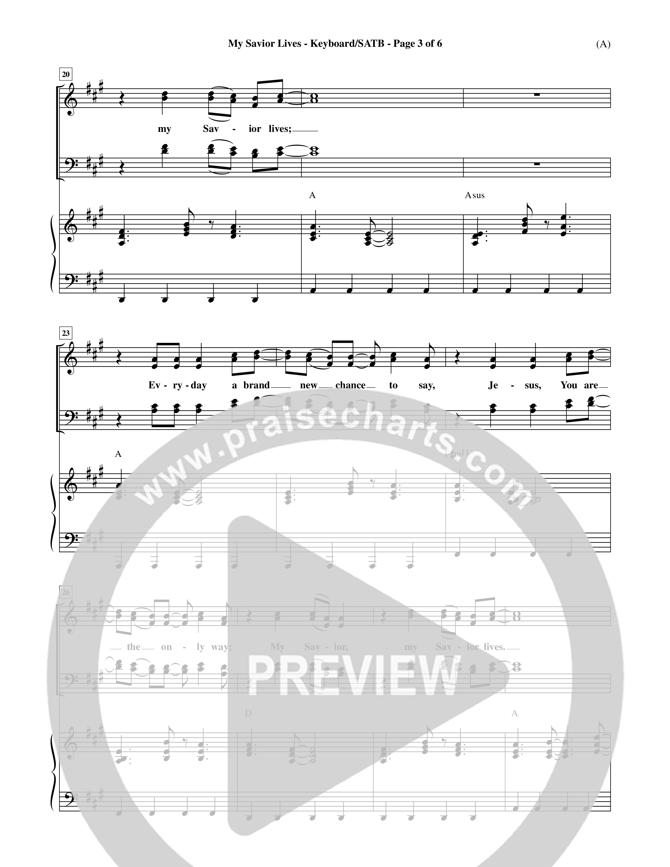 My Savior Lives (Choral Anthem SATB) Keyboard/Vocal (SATB) (Word Music Choral / Orch. Dave Williamson)