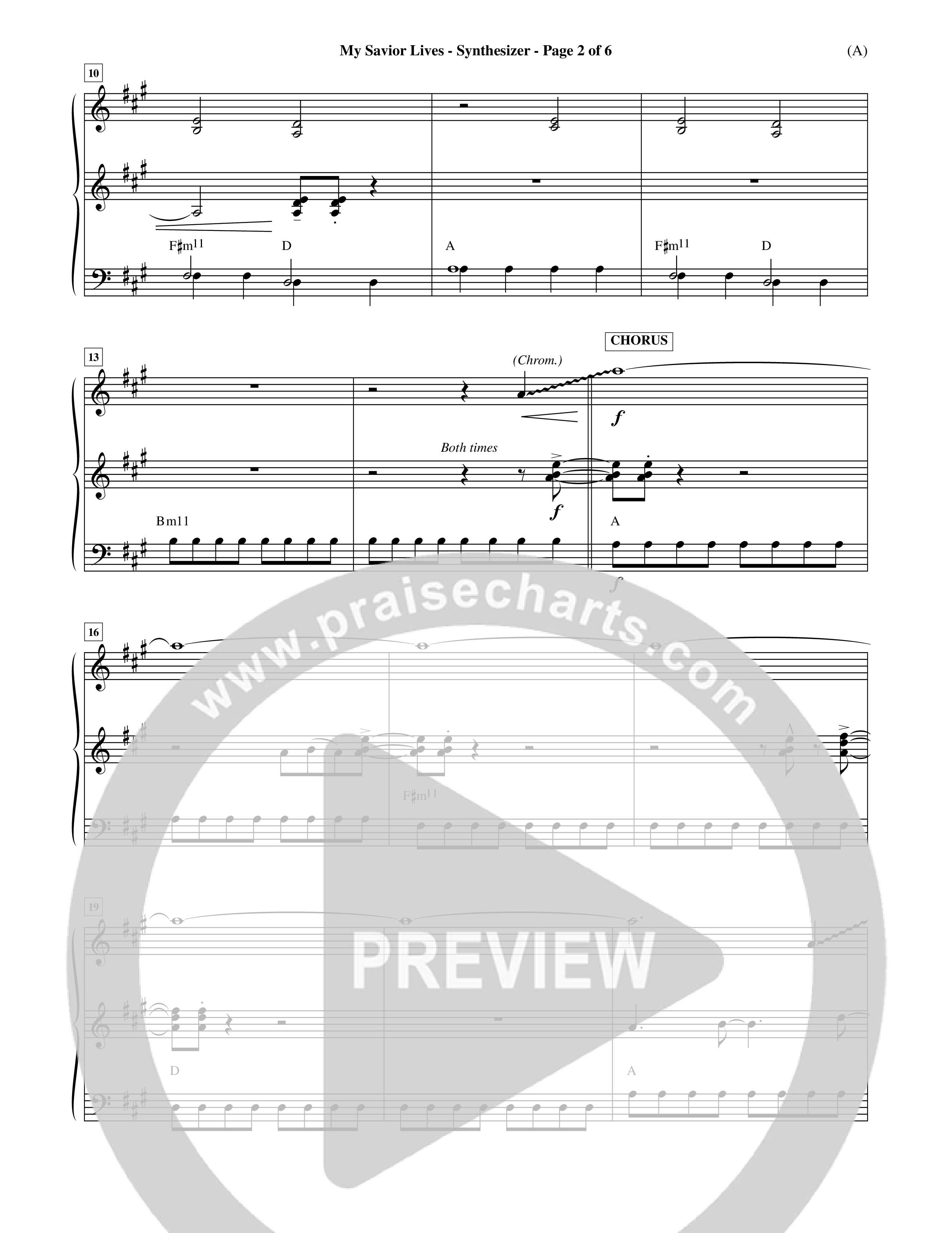 My Savior Lives (Choral Anthem SATB) Synth (Word Music Choral / Orch. Dave Williamson)