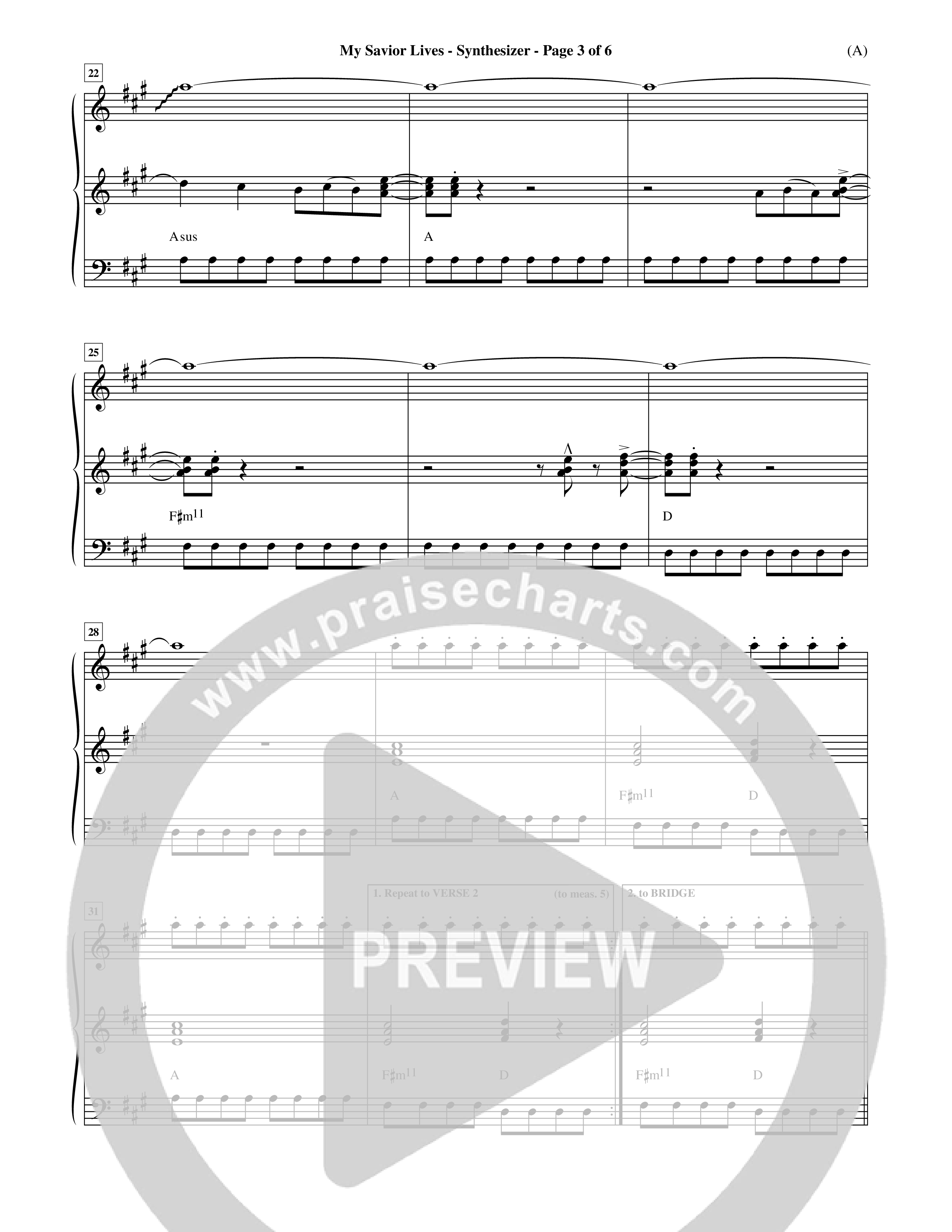 My Savior Lives (Choral Anthem SATB) Synth (Word Music Choral / Orch. Dave Williamson)