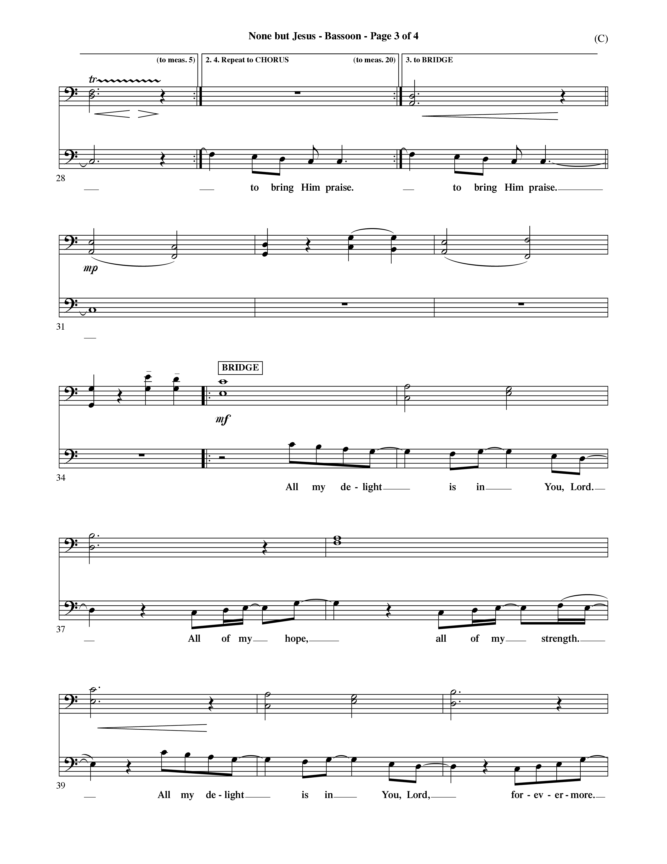 None But Jesus (Choral Anthem SATB) Bassoon (Word Music Choral / Orch. Ric Domenico)