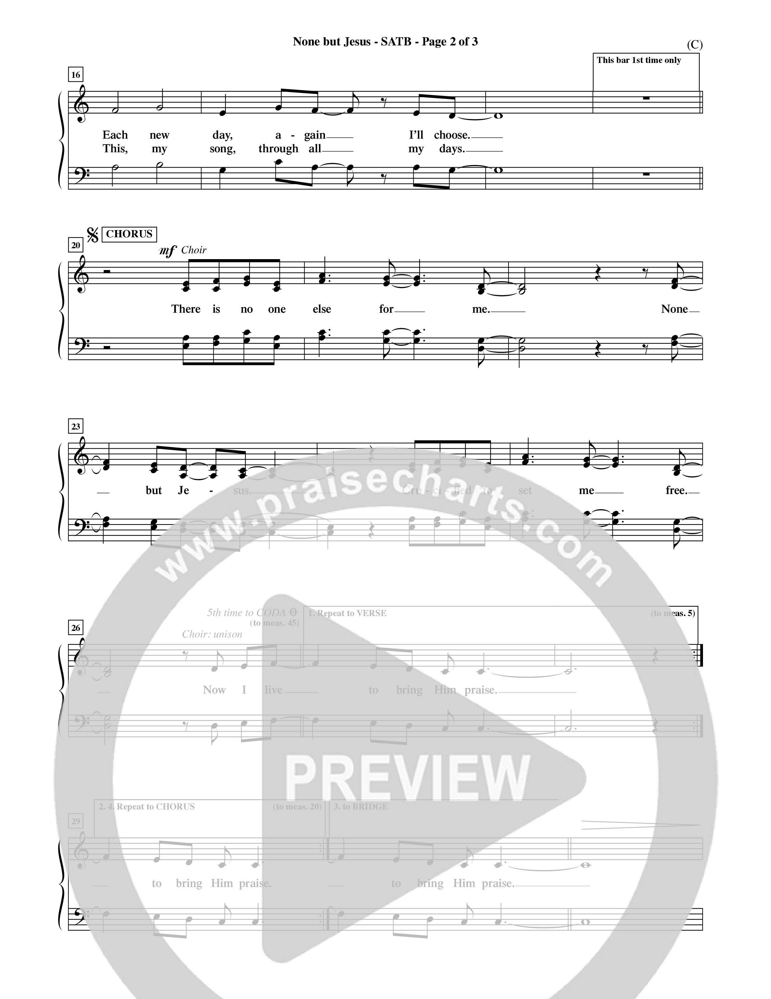 None But Jesus (Choral Anthem SATB) Choir Sheet (SATB) (Word Music Choral / Orch. Ric Domenico)
