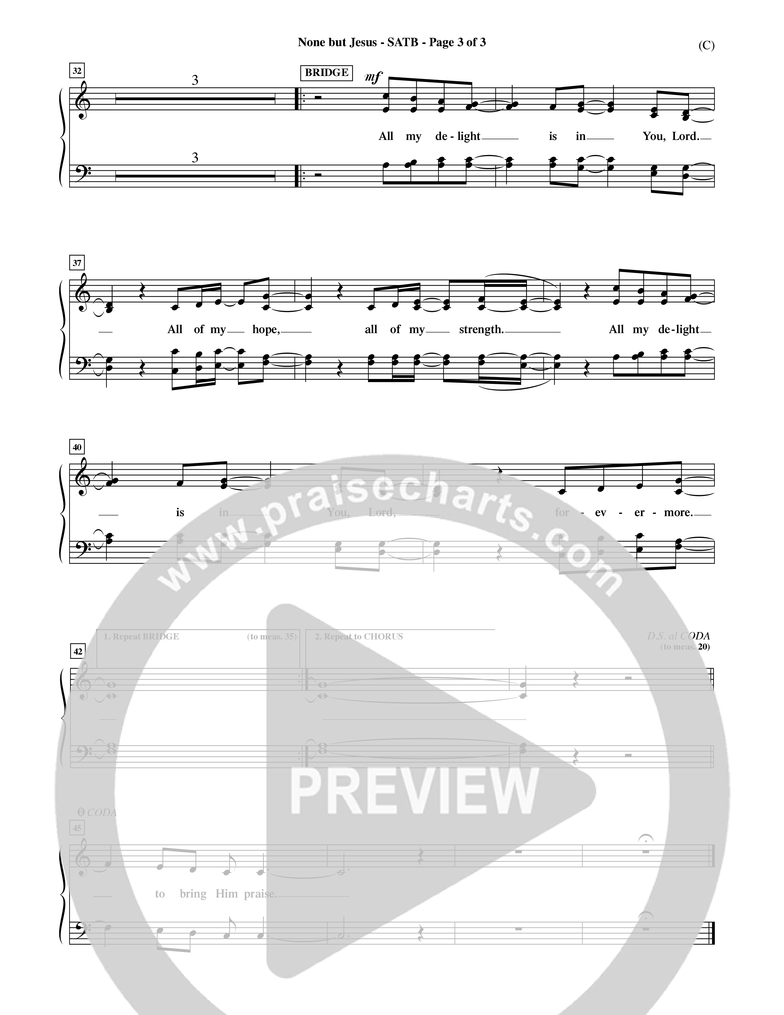 None But Jesus (Choral Anthem SATB) Choir Sheet (SATB) (Word Music Choral / Orch. Ric Domenico)