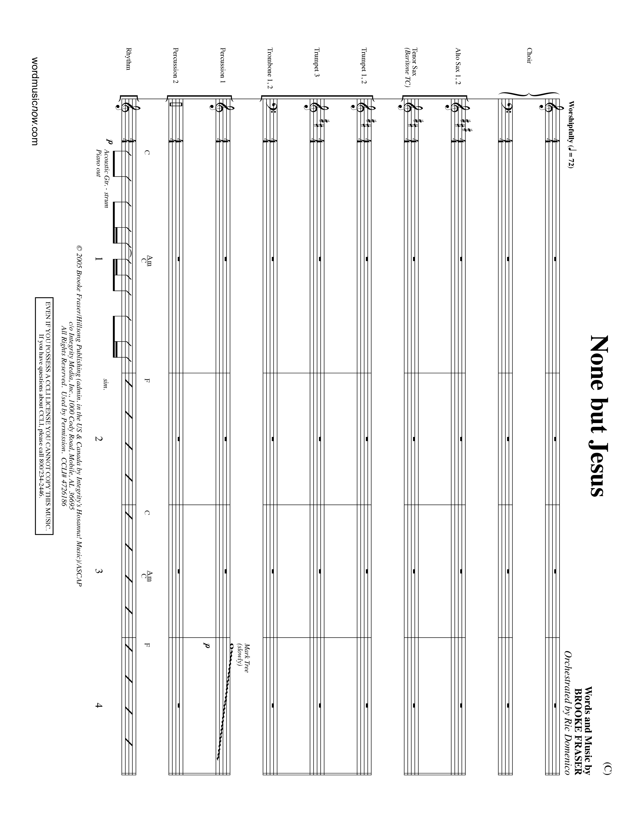 None But Jesus (Choral Anthem SATB) PraiseBand (incl. Brass) (Word Music Choral / Orch. Ric Domenico)
