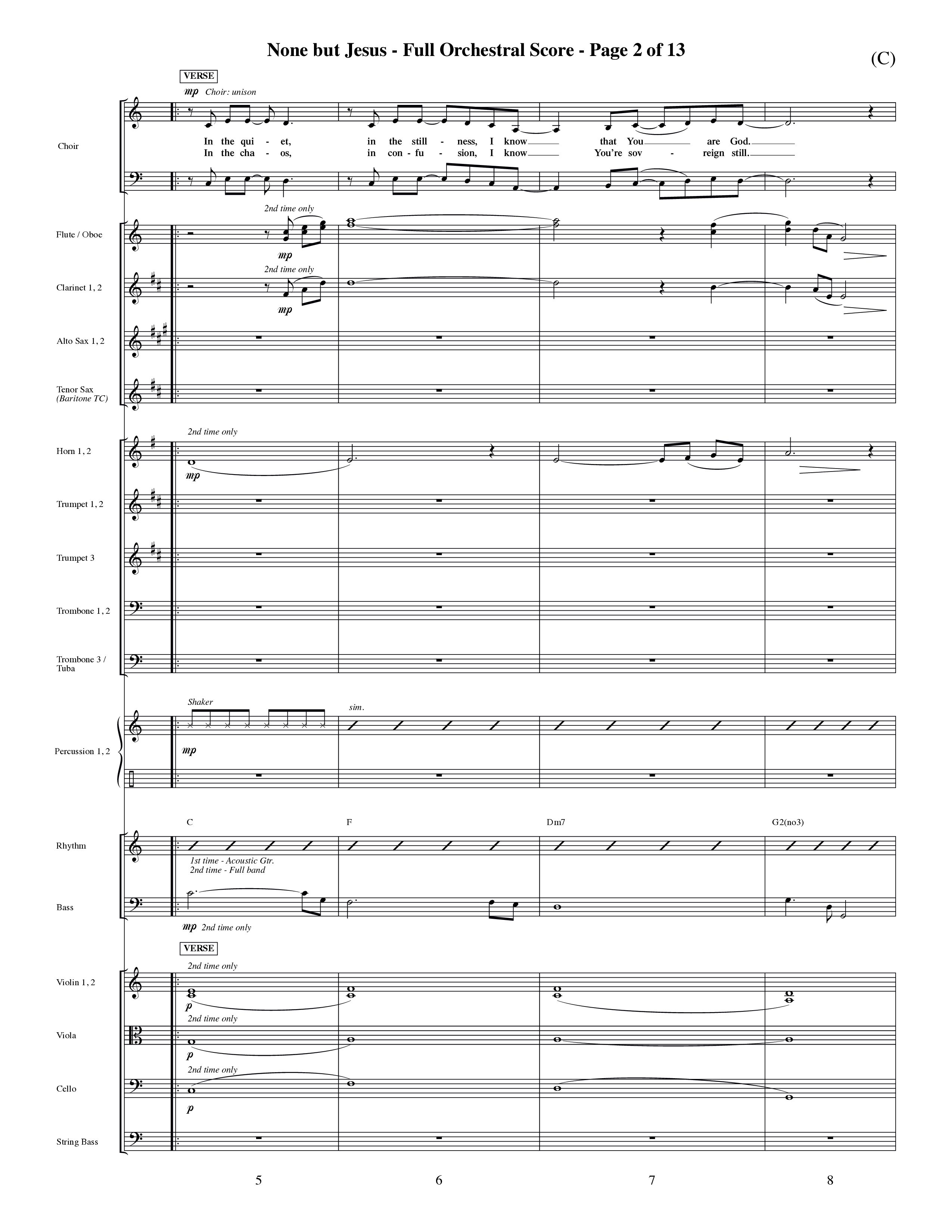 None But Jesus (Choral Anthem SATB) Orchestration (Word Music Choral / Orch. Ric Domenico)